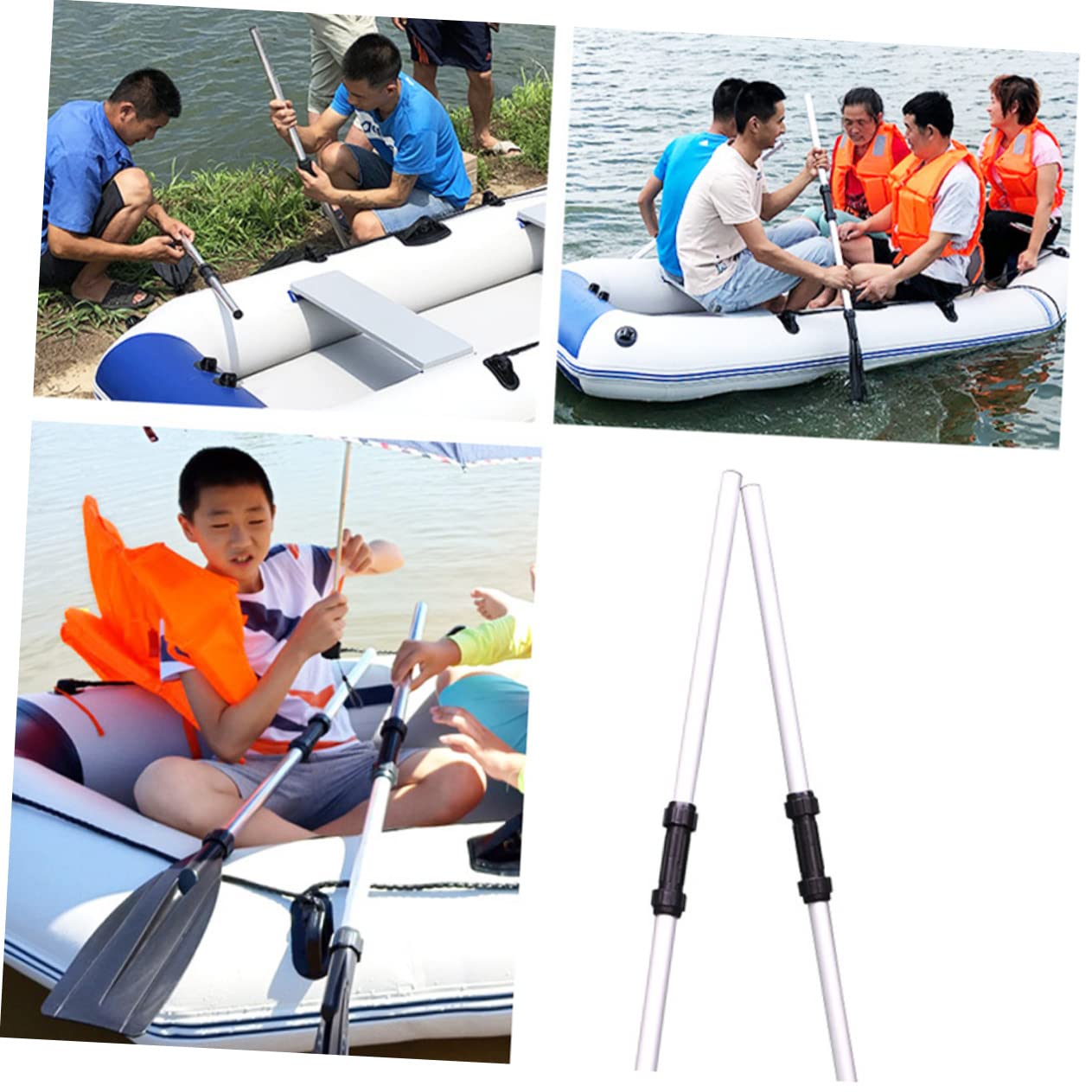 POPETPOP Practical Aluminum Canoe Paddle Set 2-Piece Detachable Oars for Kayak Craftsmanship