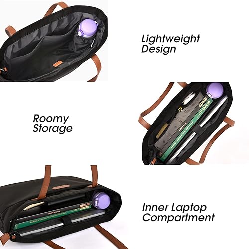 Miniatura 4 de Prite Bolsa de hombro para laptop con compartimento para computadora de 16 pulgadas para viajes de trabajo