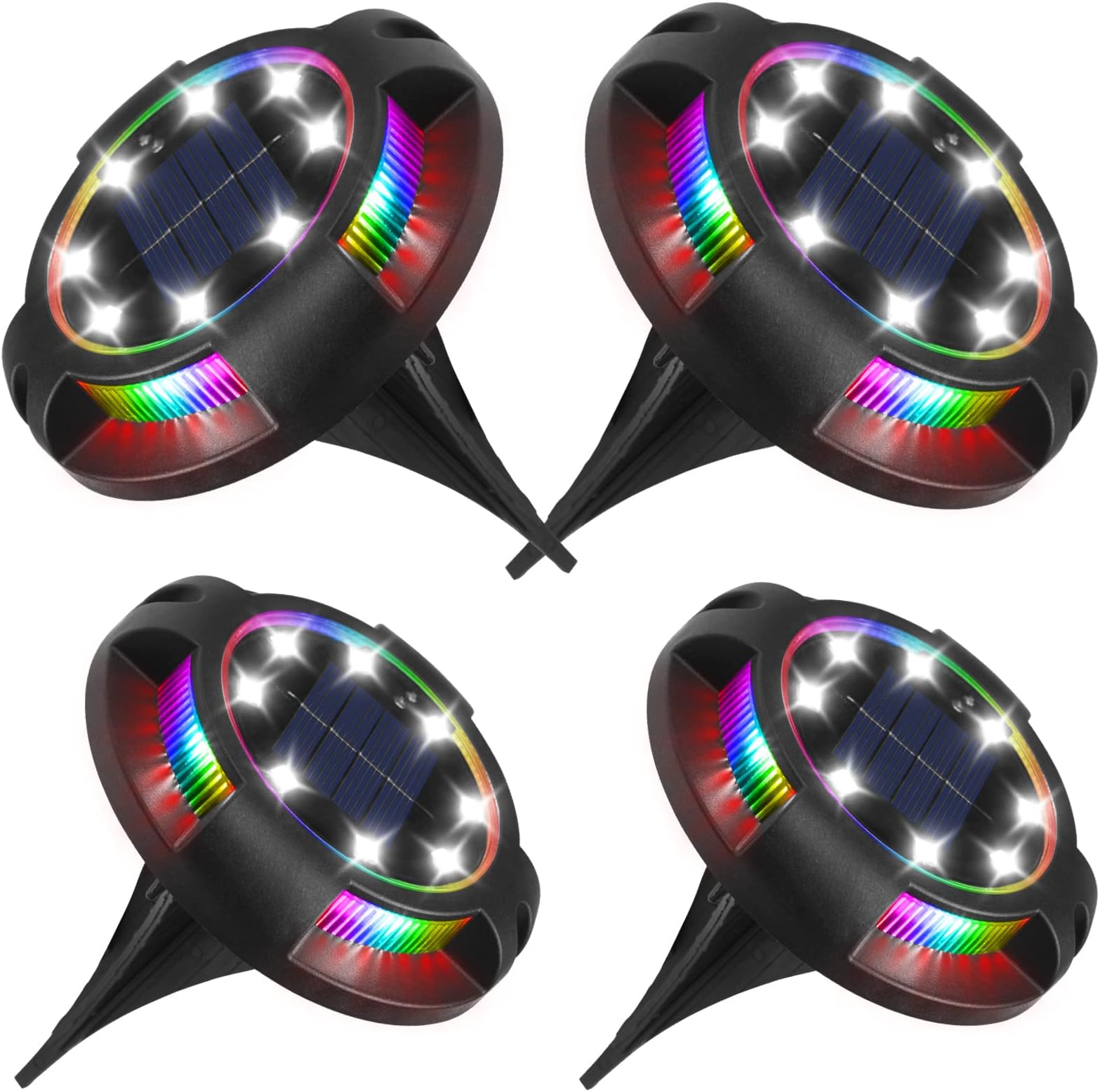K.E.J.Solar Ground Lights Solar Outdoor Lights Waterproof Solar Garden Lights 4 Pack Solar Lights Outdoor Solar Powered Waterproof Landscape Lights for Garden Lawn Pathway Walkway Deck Yard
