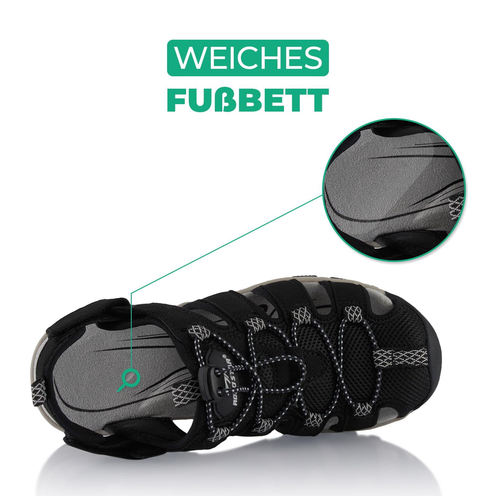 Fusskleidung® Damen Herren Trekkingsandalen leichte Sommer Sandalen