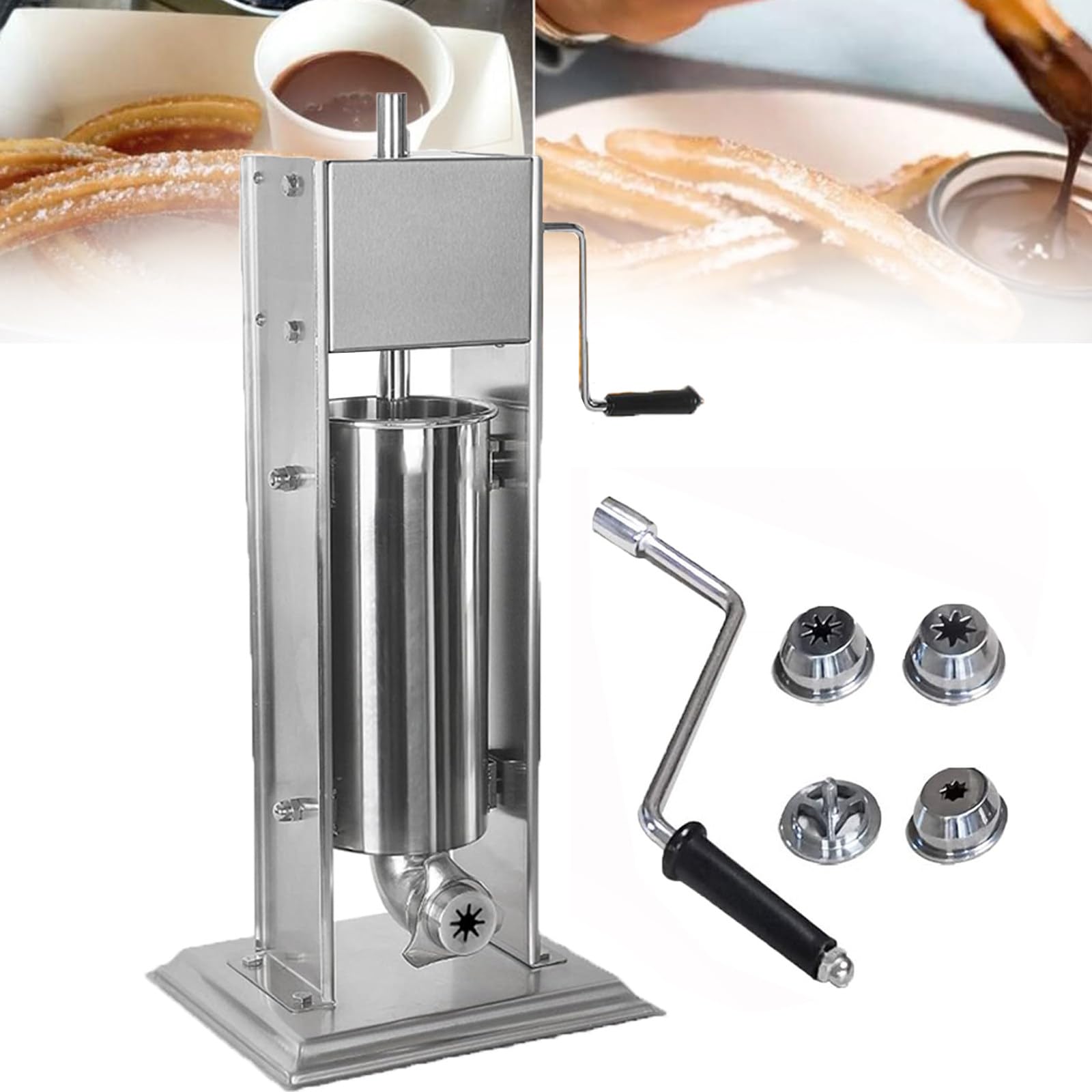 Manuale Churro Maker,Produttori Di Ciambelle Commerciali,Manuale Spagnolo Donut Churrera Churro Maker Macchina 4 Tipi Di Stampi,Macchina Inossidabile In Acciaio Verticale Churrera Macchina,5L