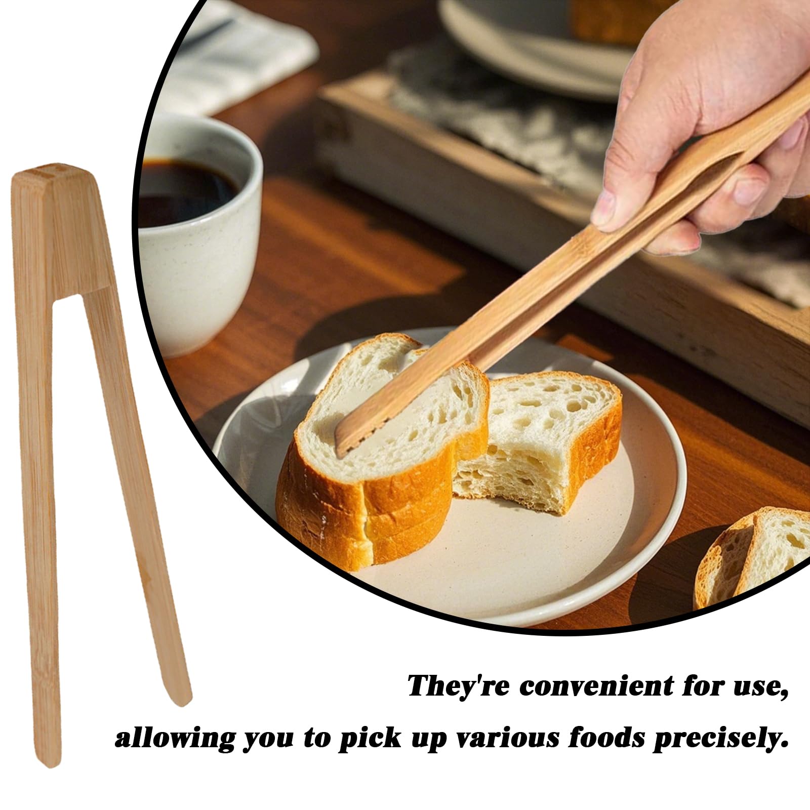 Pebbly - Pince à Toast En Bambou Naturel - 24 Cm - Branches Fines Pour