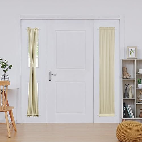 Miniatura 264 de Deconovo Cortina opaca de Navidad para puertas de vidrio y luces laterales, panel de privacidad con aislamiento térmico con doble bolsillo para