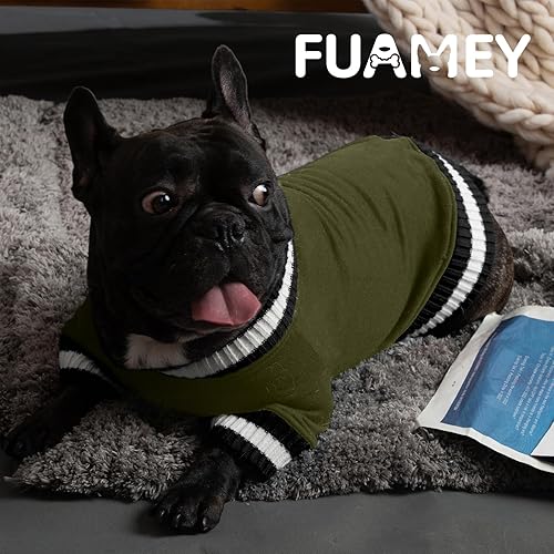 Miniatura 6 de FUAMEY Suéteres de invierno para perros Suéter cálido y grueso para cachorros pequeños a medianos Traje verde suave para perrito niño y niña
