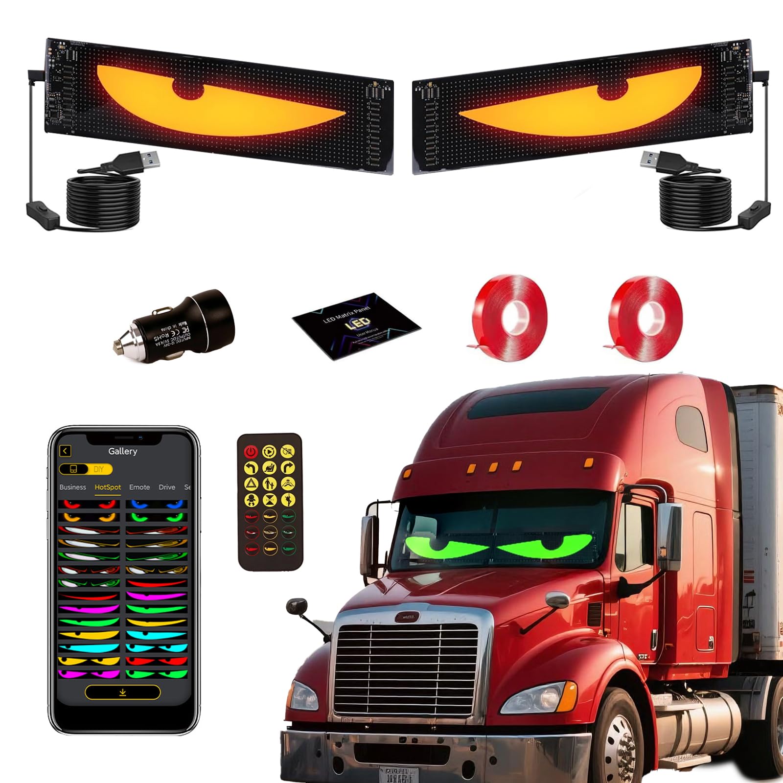 JDVOOTD Lot De 2 écrans LED Yeux Du Diable 59 X 12 Cm – Écriture