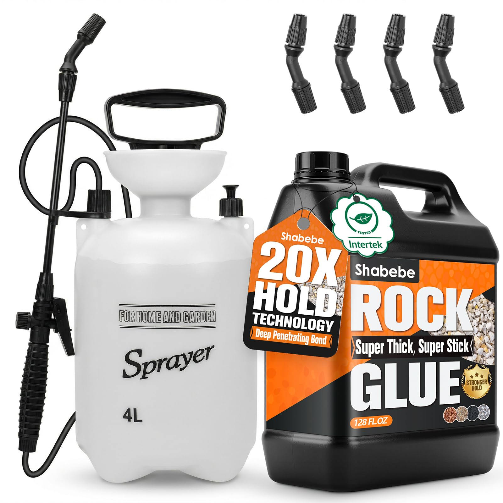Photo 1 of Shabebe Rock Glue, 1 Gallon Mulch Bond for Landscaping with Sprayer, Ultra-Stick Mulch & Gravel Binder, Non-Toxic Pea Gravel Stabilizer, Landscape Adhesive for Paths, Patios & Borders