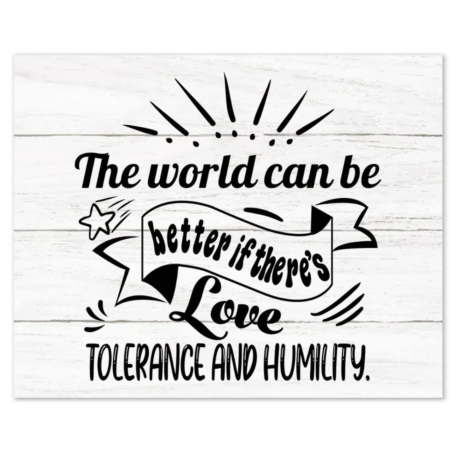 Décoration bois Love Tolerance Humility plaque murale vintage