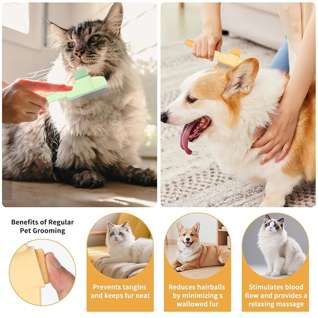 Foto 6 de 7 de Qixora Peine para Perros, 2 Peines para Gatos, Peines Duraderos y Autolimpiables para el Aseo