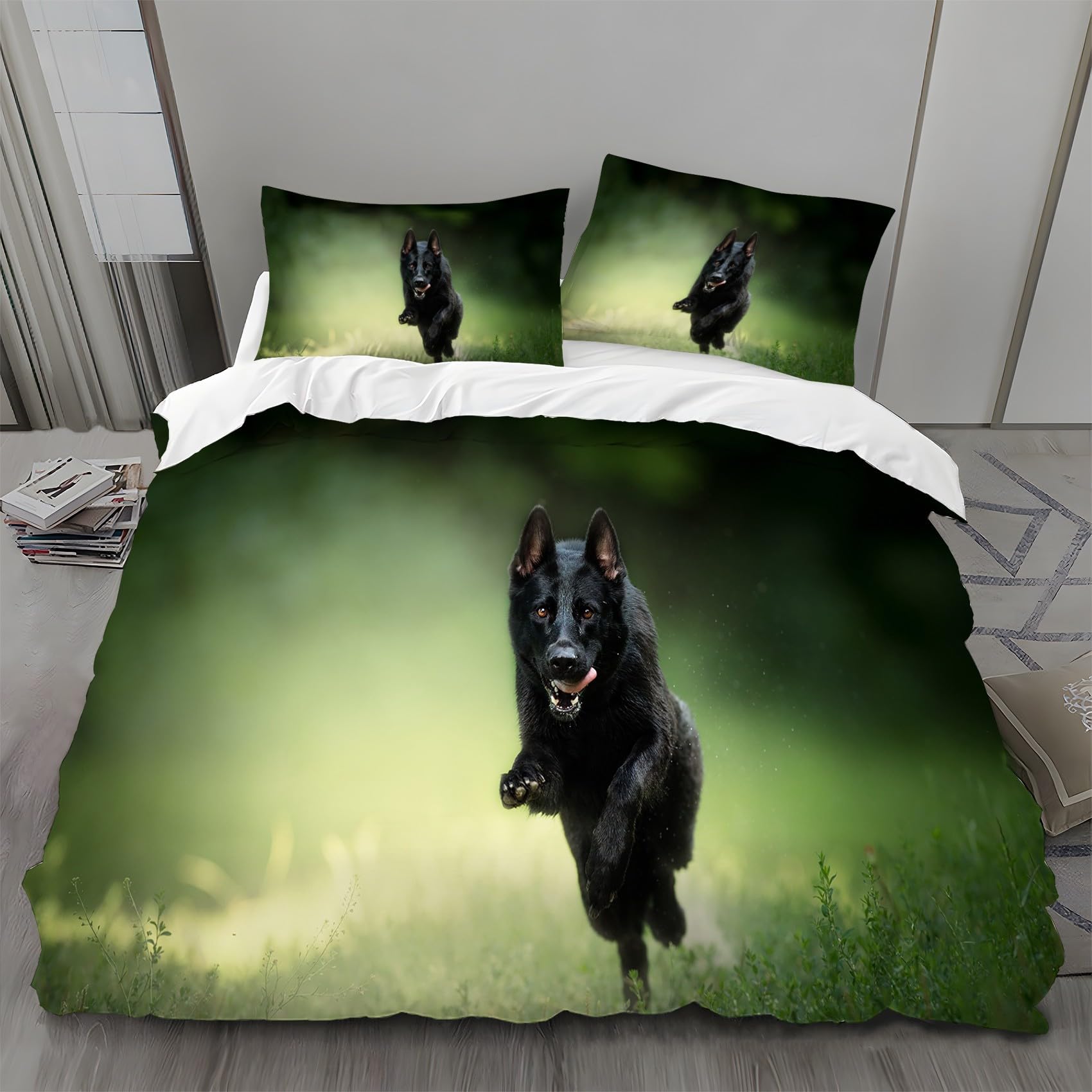 Parures de Lit avec Fermeture éclair 200x200 Imprimée 3D Vert