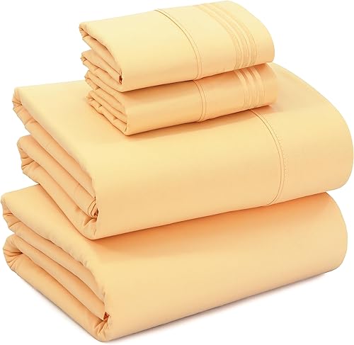 Miniatura 1 de RUVANTI Juego de sábanas de tamaño California King color dorado crema, sábanas de microfibra cómodas y súper suaves, bolsillo profundo de 15