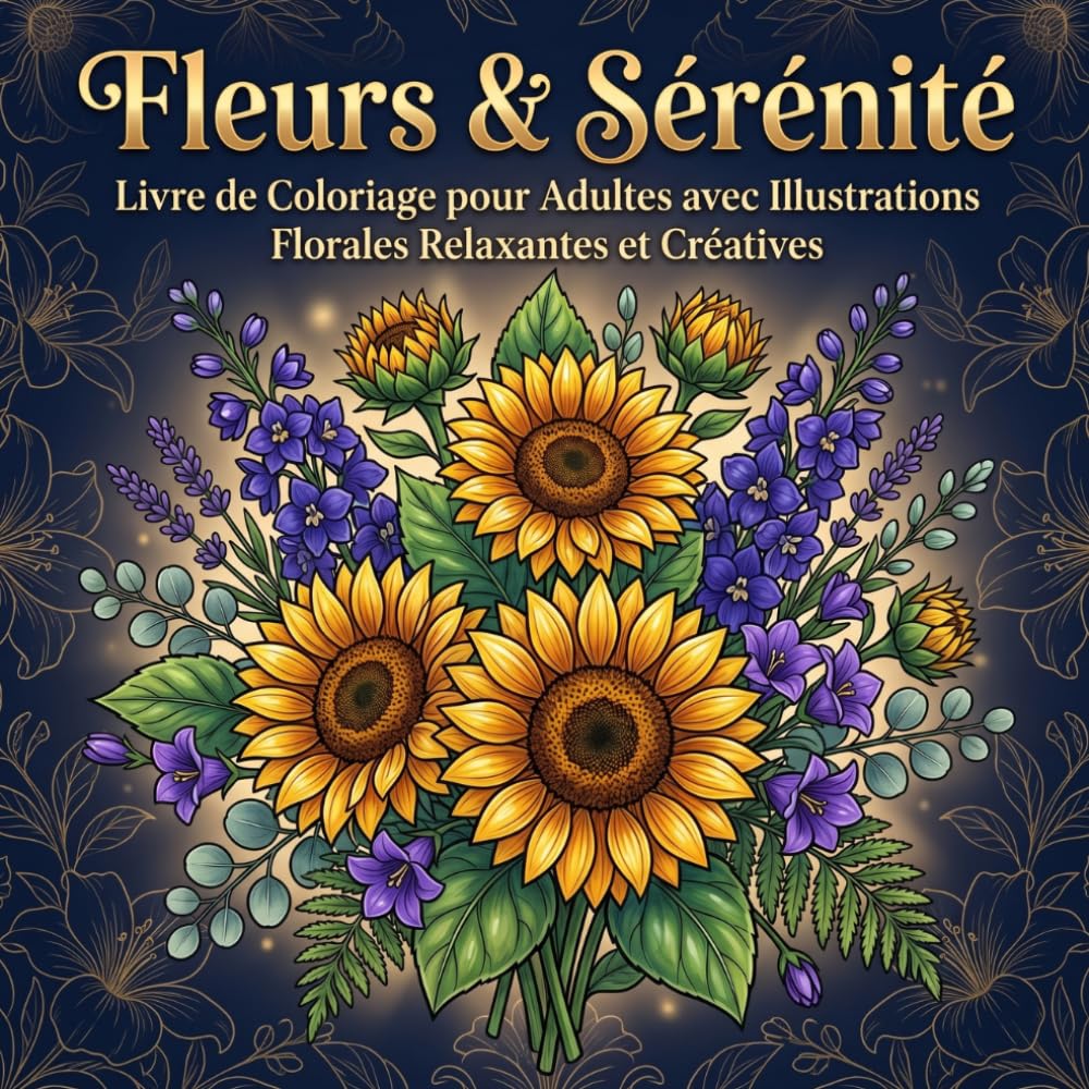 Fleurs & Sérénité: Livre de Coloriage pour Adultes avec Illustrations Florales Relaxantes et Créatives