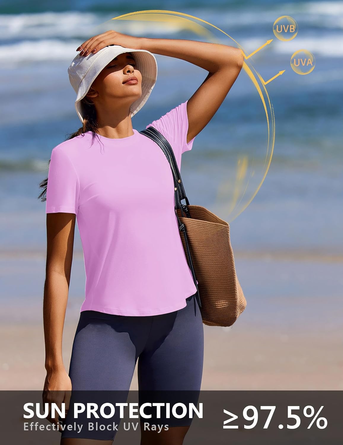 PINSPARK Soft Workout Tops for Women Short Sleeve UV Protection Shirt Quick Dry Athletic Hiking Travel Basic Tee Shirts - Image 4