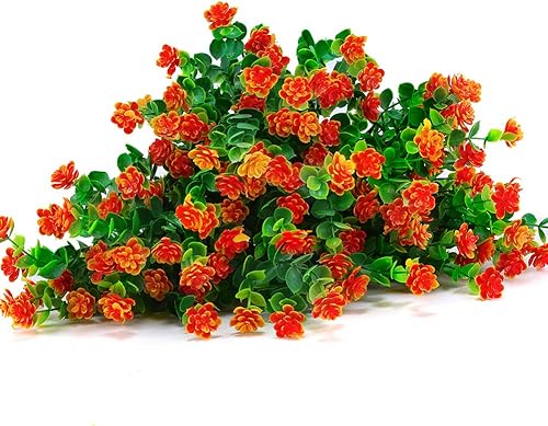 Miniatura 3 de 8 paquetes de flores artificiales para exteriores, no se decoloran, resistentes a los rayos UV, plantas de plástico sintético para colgar macetas,