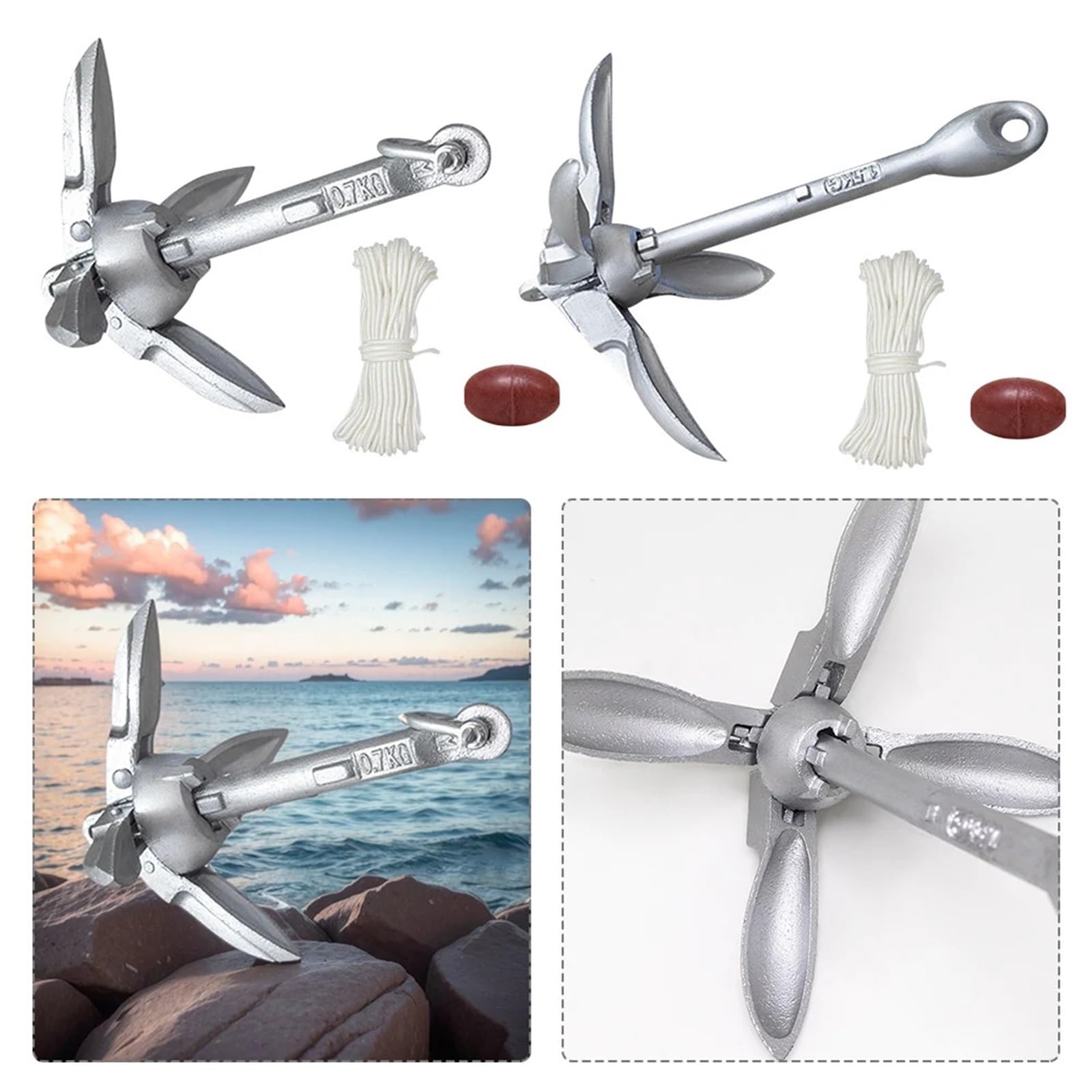 Festmacherleine, 0,7/1,5 kg Boots mit 65 Fuß Marineseil und Bojen Marine for Kanus, Paddelbretter(0.75kg)