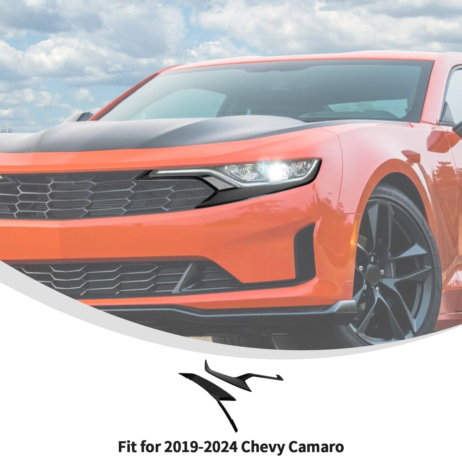 Carbon Fiber ABS Front Headlight Lamp Cover Trim Bezels For Chevy Camaro 2019-23 Carbon Fiber ABS Front Headlight Lamp Cover Trim Bezels For Chevy Camaro 2019-23