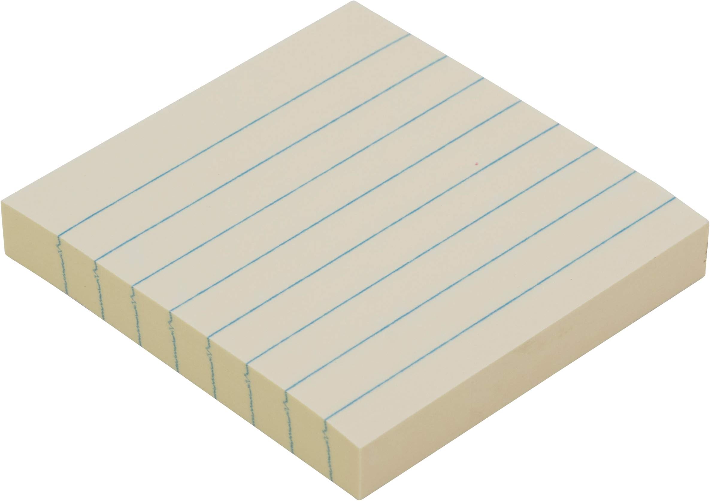 Self-Stick Repositionable Notes, 3 x 3 Inches, 100 Sheets, Yellow Ruled (Z20296)