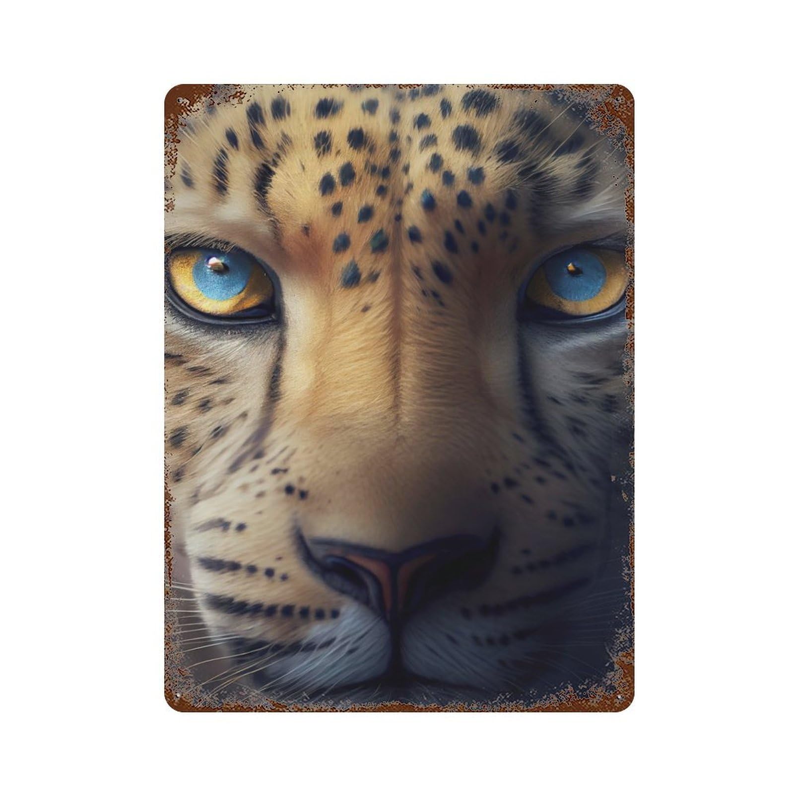 The Big Cat Face Rusty Metal Tin Sign 15.7"x11.8", Rustic Home Decor for Living Room, Hallway And Home Decor