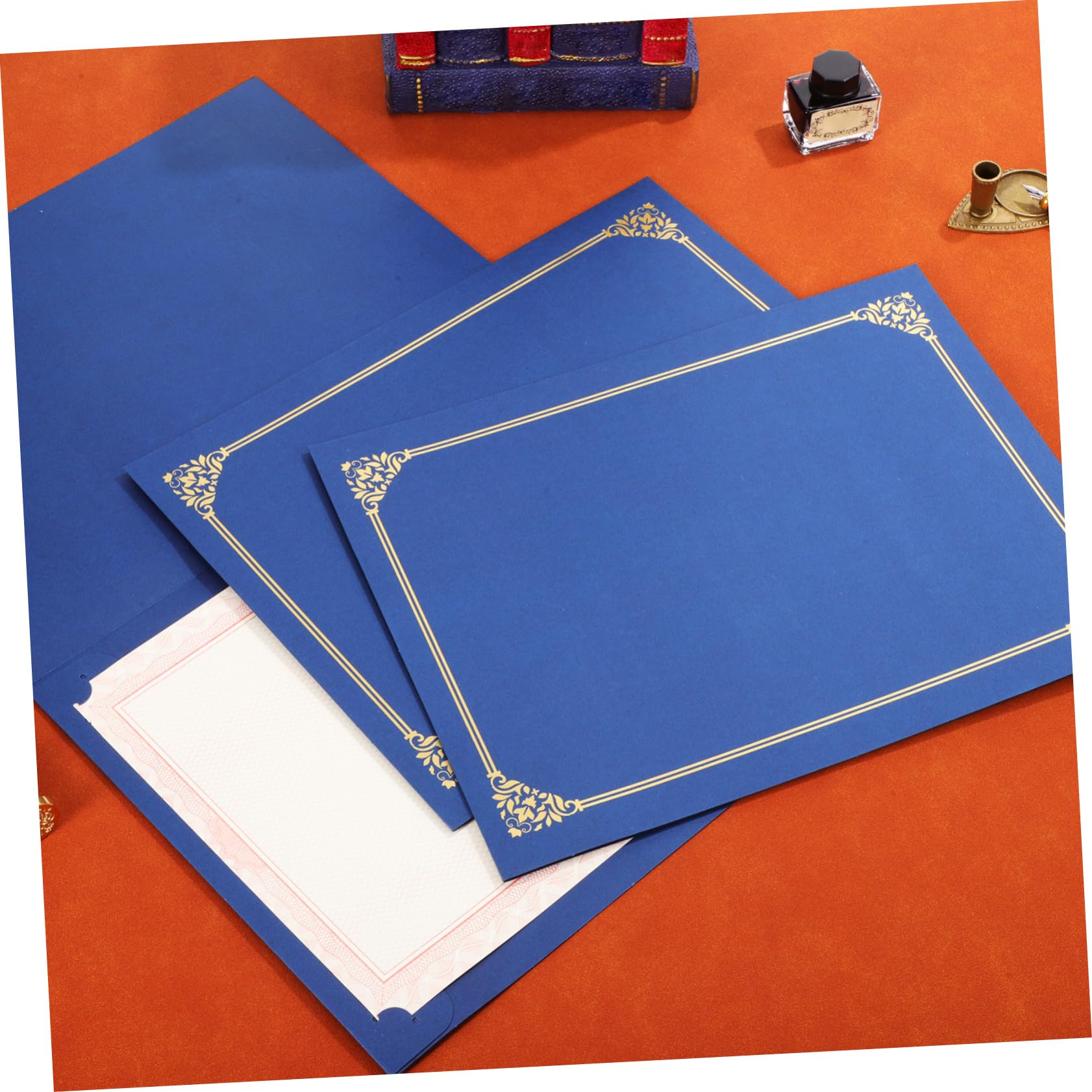 Gadpiparty Lot De Pochettes Couverture De Diplôme 8,5 x 11 Po Bordure Dorée Papier Résistant Coins Prédécoupés Présentation De Certificats Récompenses Scolaires Et Professionnelles