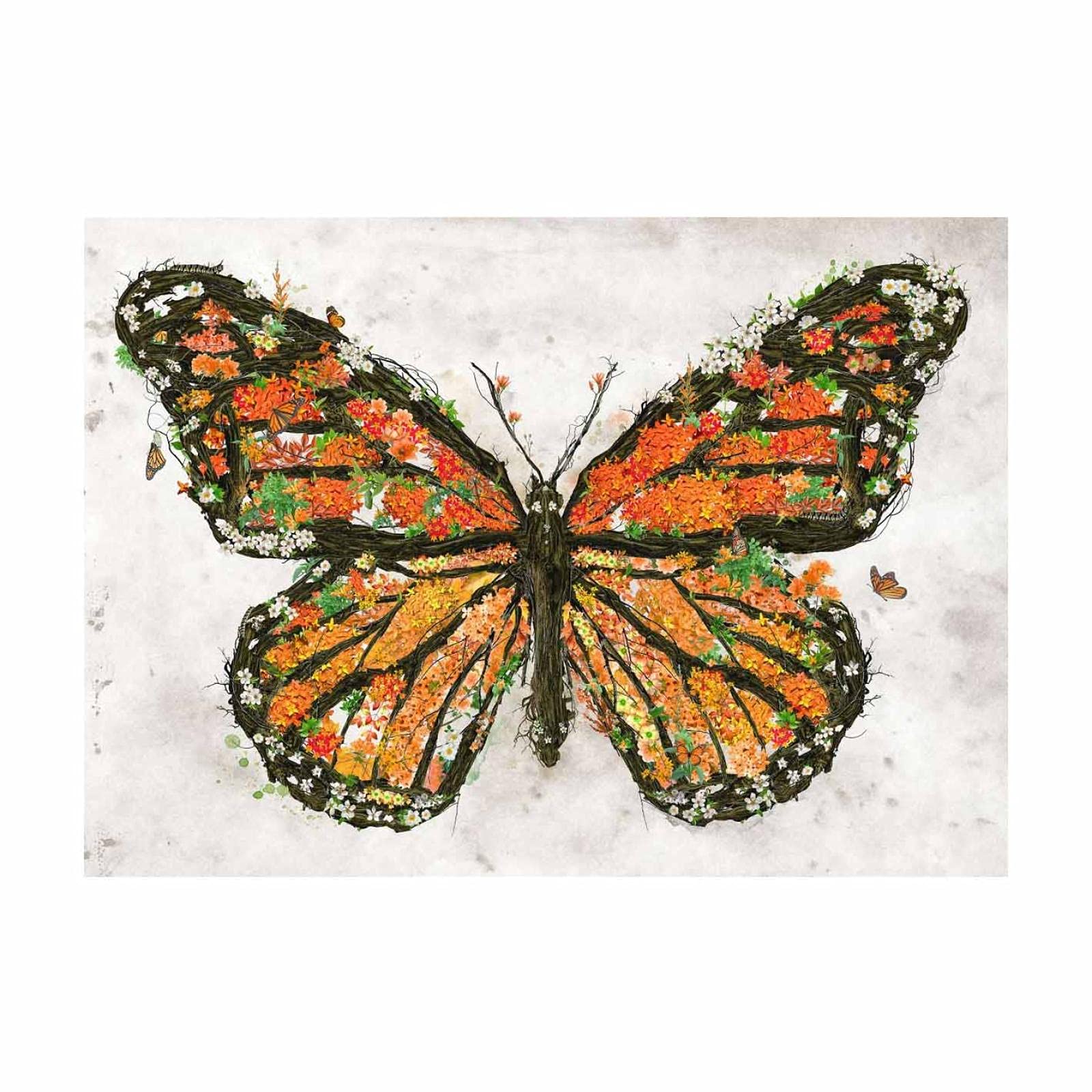 Yooyu Enmarcado Animal abstracto Arte de la pared Color Hojas muertas Mariposa Lienzo Pintura Moderna Cartel popular Interior Decoración del hogar 60x90cm (24x35in) Marco interno
