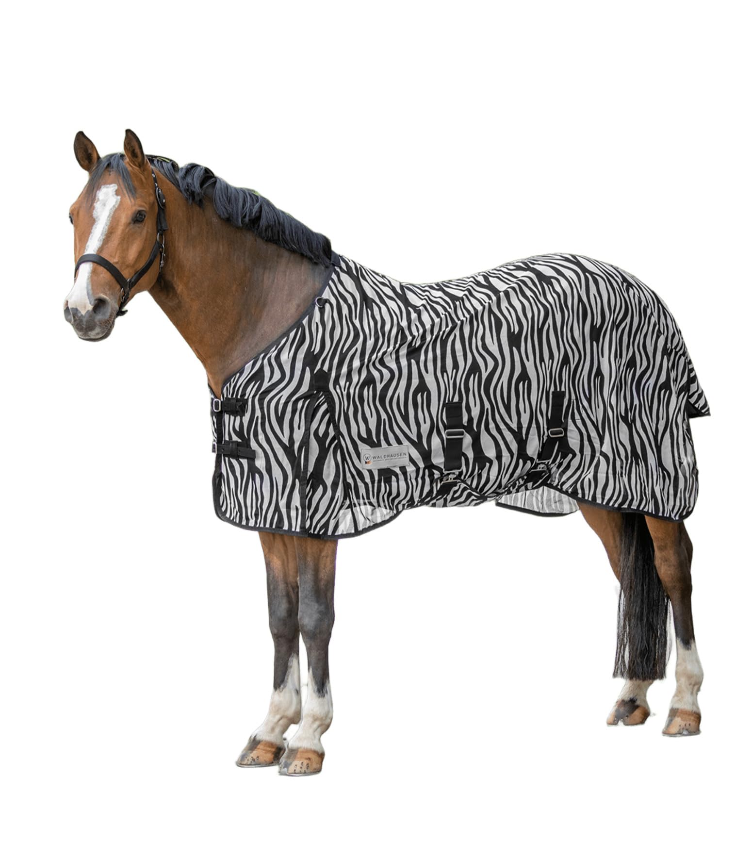 Waldhausen Fliegendecke Zebra, 145 cm | mit Bauchlatz, mit Schweiflatz