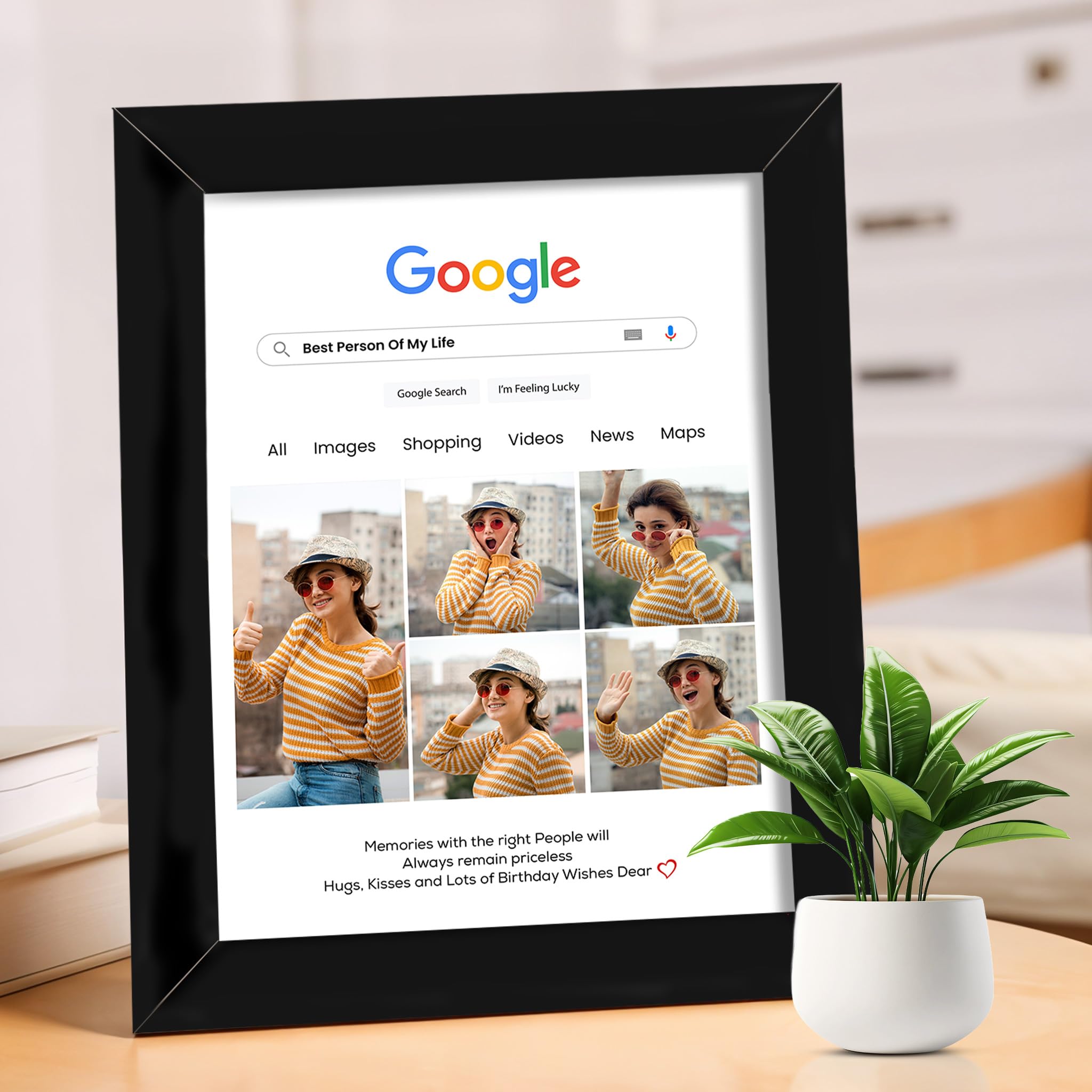 K3 Art Customized 6x8 inches Google Photo Frames With Photo Upload, Personalised Photo Wall & Table Top Frame Wall Room And Home Decor Gift Birthday Aniversary Friends Forever 15x20CM