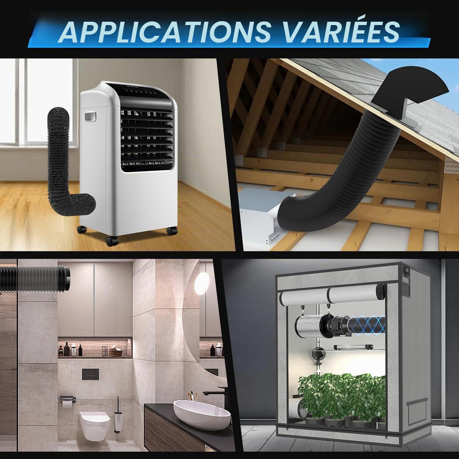 Aygrochy Tuyau ventilation en PVC de 150 mm pour hotte aspirante, Tuyau d'Evacuation pour Extracteur d'Air, ventilateur tubulair(3 mètres de longueur)