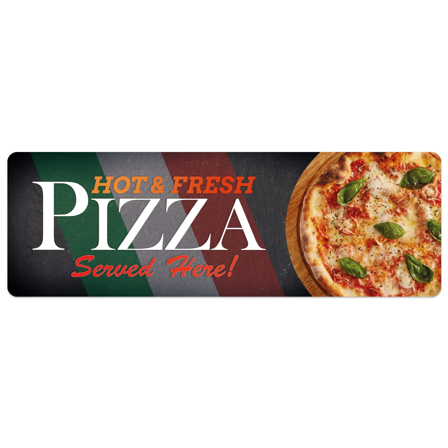 Hot & Fresh Pizza Takeaway Sticker Window Decal Sign Advert (Medium - 40cm x 12cm)