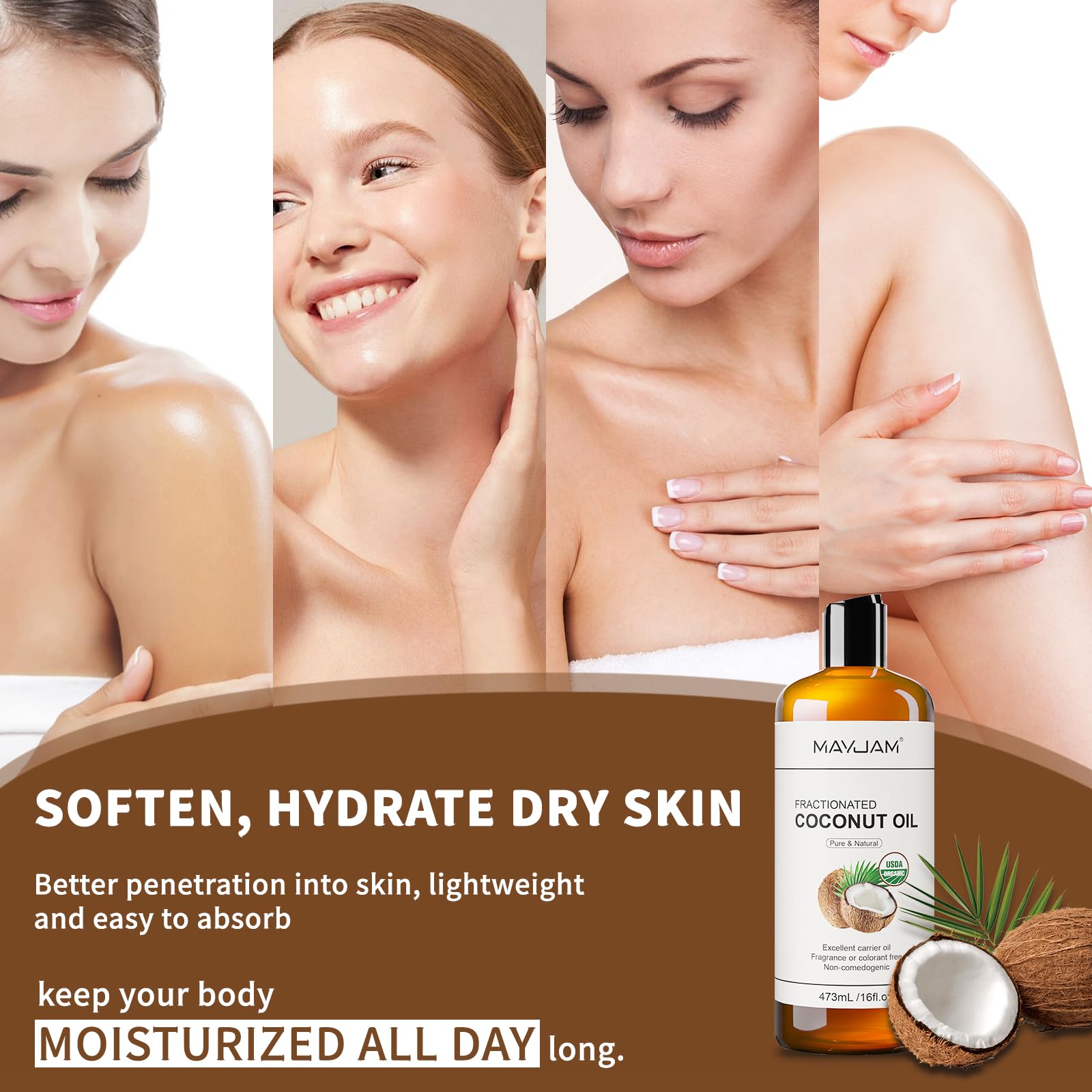 MAYJAM Organic Coconut Oils 473ML, Handcraft Fractionated Coconut Oil, Pure Natural DIY Beauty Recipes - Image 4