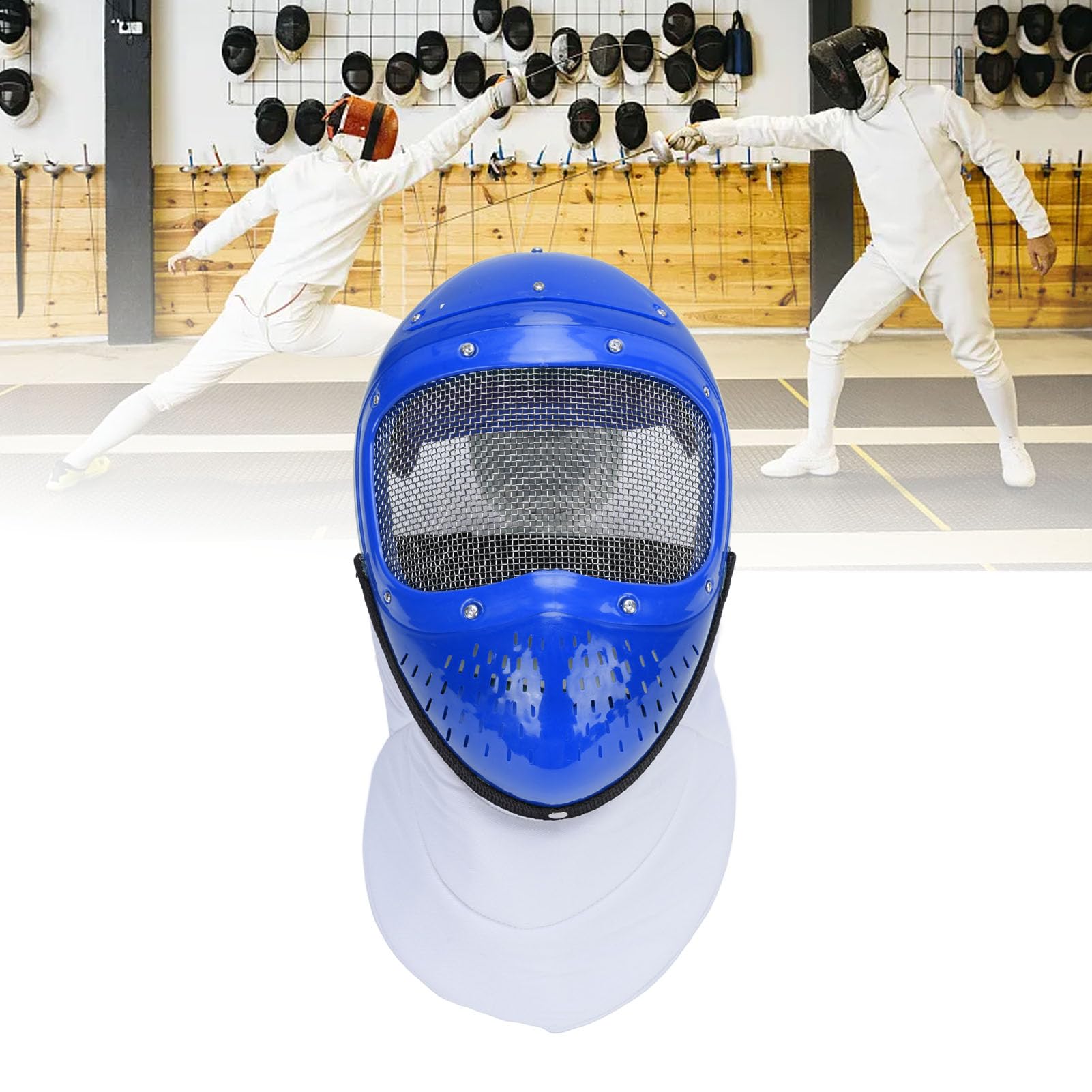 Alomejor Masque D'escrime pour Enfants avec Structure en, Métallique Robuste, adapté aux Disciplines du Fleuret, de L'épée et du Sabre (Blue)