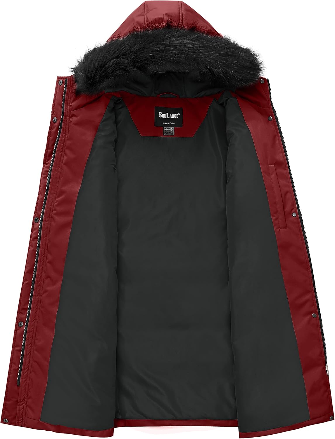 Soularge Women's Plus Size Winter Long Quilted Thicken Puffer Coat with Faux Fur Hood - Image 3