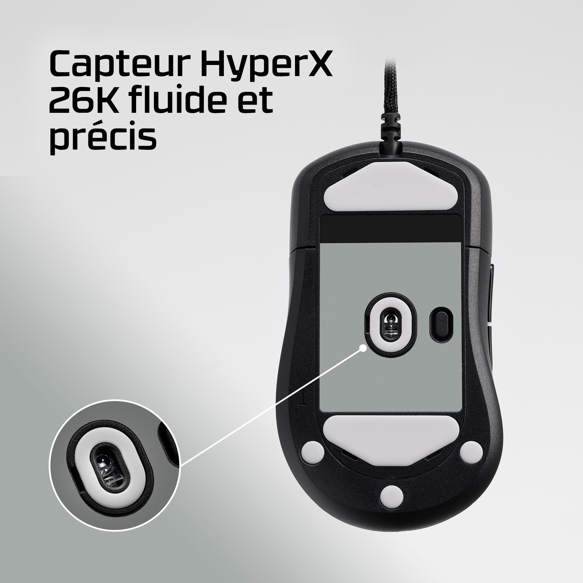 HyperX Pulsefire Saga, Souris Gaming Filaire Ultra-légère modulable de 69g, capteur Optique HyperX 26K jusqu'à 26 000 DPI, taux d'interrogation 8 000 Hz, Cordon Hyperflex 2, RGB, Noir