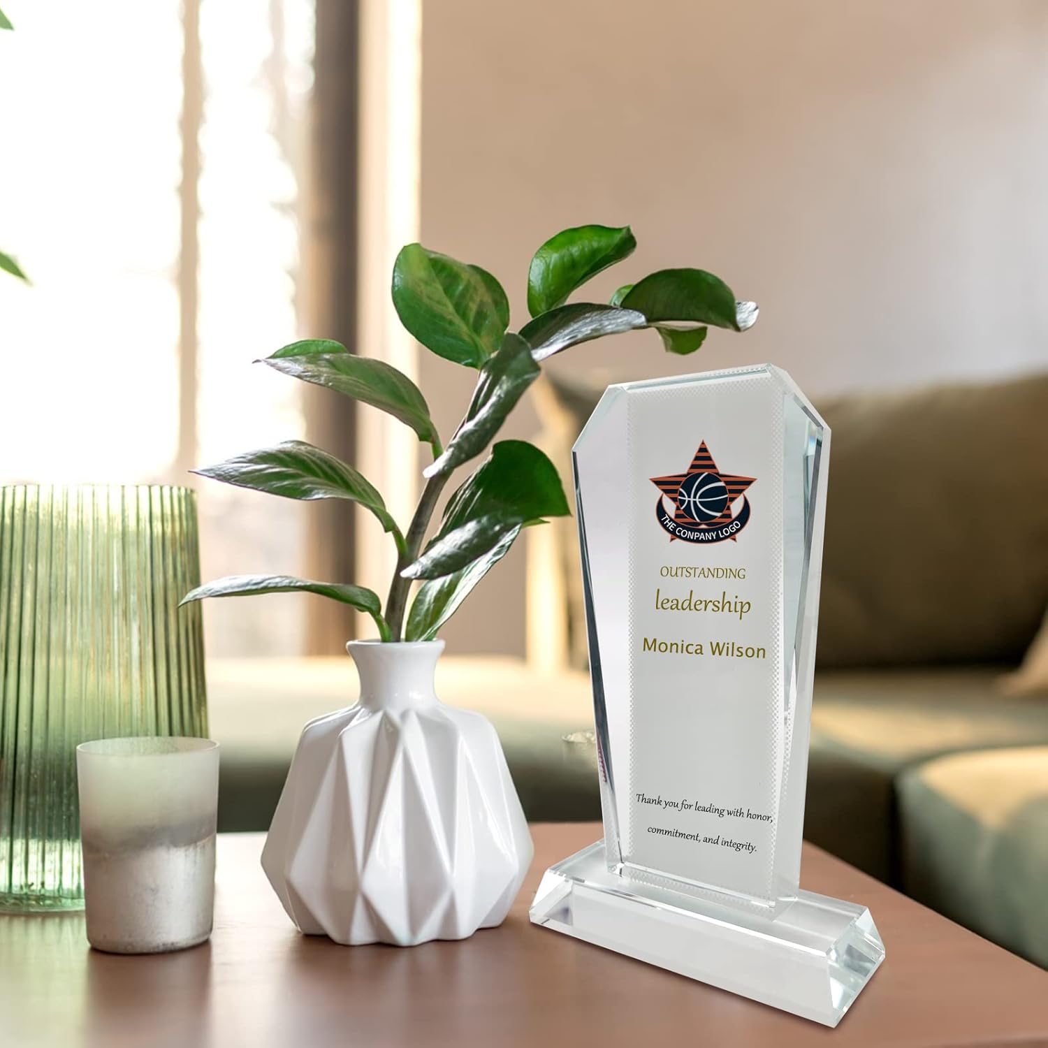 2 Pack Sublimation Crystal Blanks Sublimation Plaque Glass Blanks for Sublimation Award Trophy Photo Picture Frame Tabletop Ornaments DIY Gifts (Award)