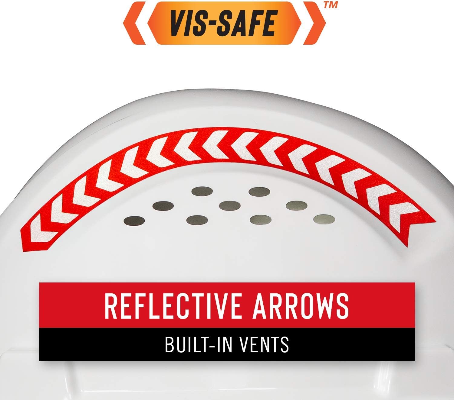 Coast SH300 Full Brim Safety Hard Hat with Directional Reflective Arrows, Vented, 4-Point Suspension, 360 Visibility - - 