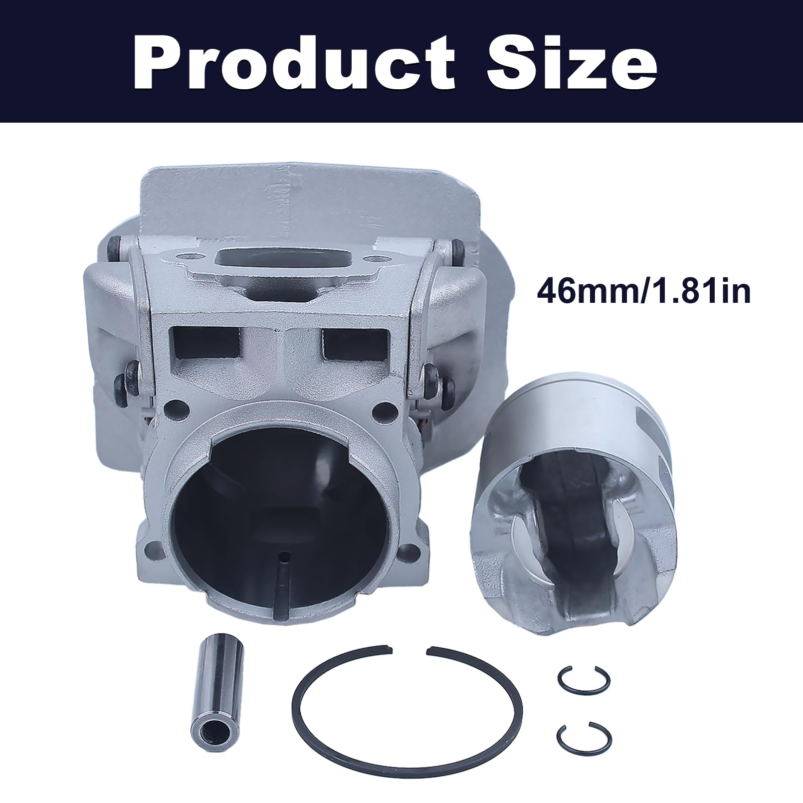46 mm Zylinder und Kolben Set für Husqvarna 560XP, 560XPG, 562XP, 562XPG Kettensägen, mit Zündkerze und Dekompressionsventil, Ersetzt 575355803