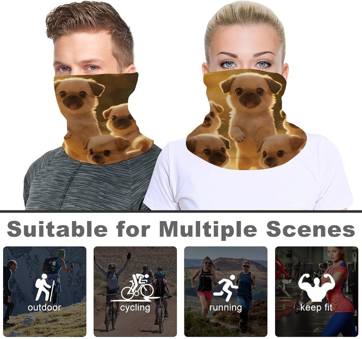 Cute Dogs Neck Gaiter Face Mask for Men And Women Breathable Dustproof Face Cover Scarf for Outdoor Sports Sun Protection Bandana for Fishing Hiking image 4