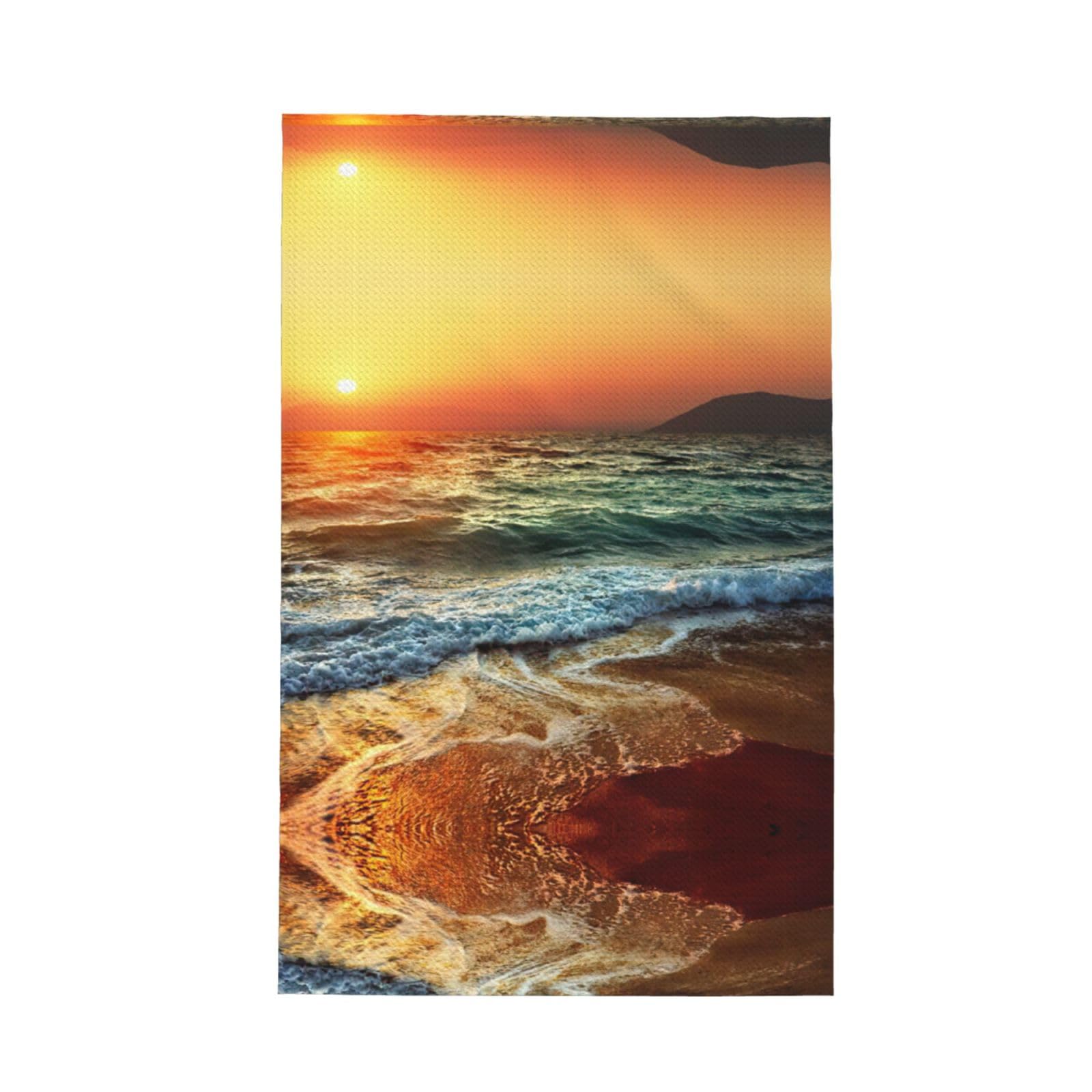 Xxahnbm Black Waves Sunset Print Waffle Kitchen Towel,Absorbent Hand Towel