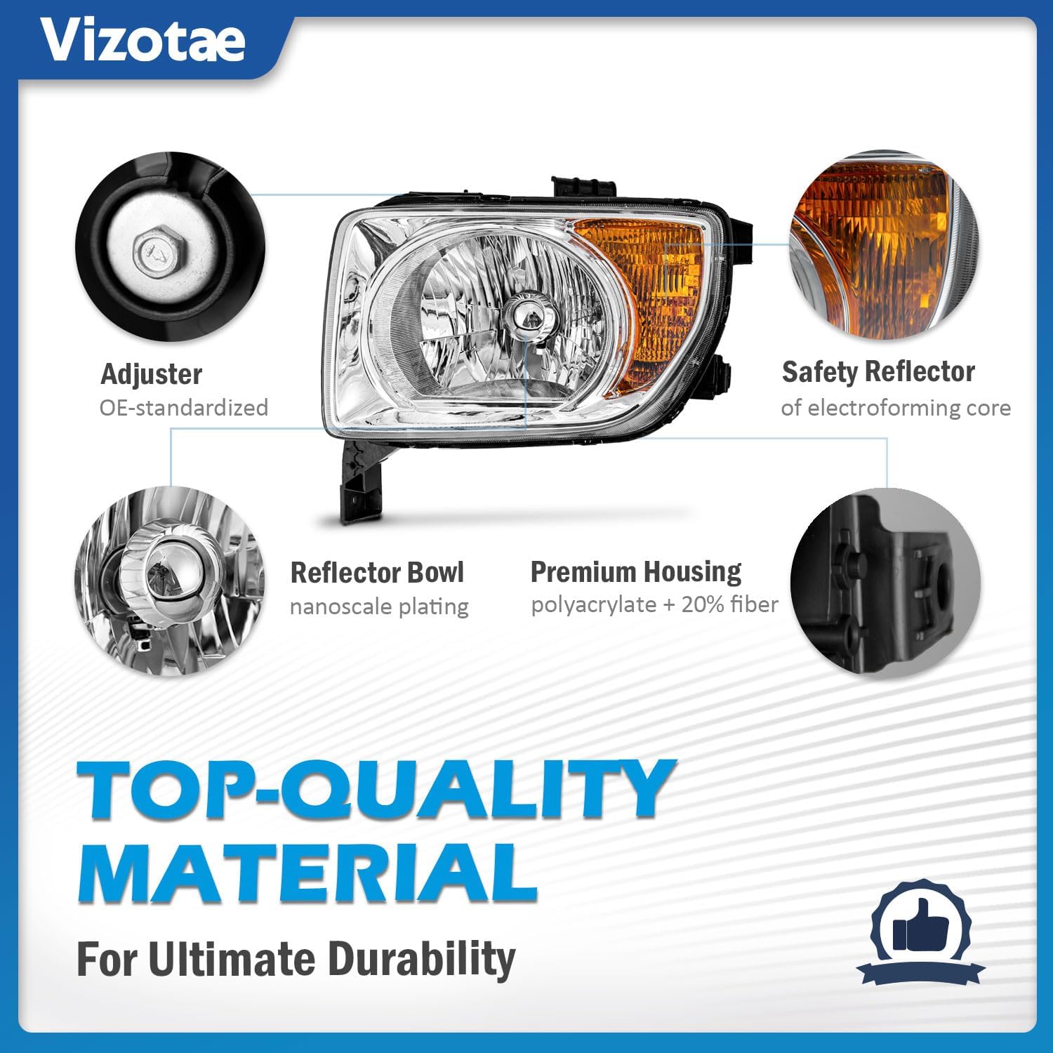 Headlights Assembly for 2003-2006 Element EX, 2003-2004 Element DX, 2004-2006 Element LX, High/Low Beam W/Bulbs, Driver & Passenger Side