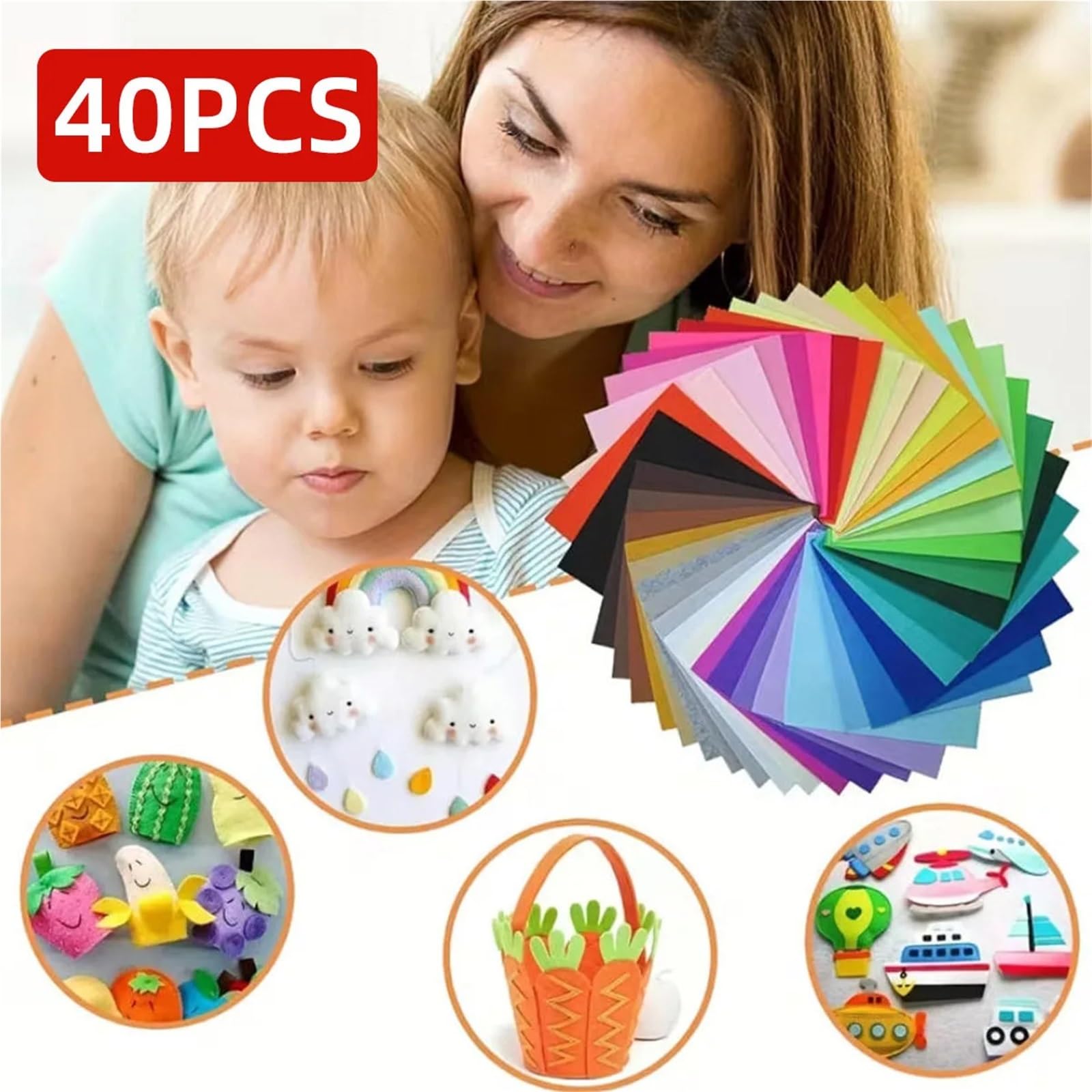 40 Stück Filztuch, weiches Vliesstoff-Filzpapier für DIY Patchwork