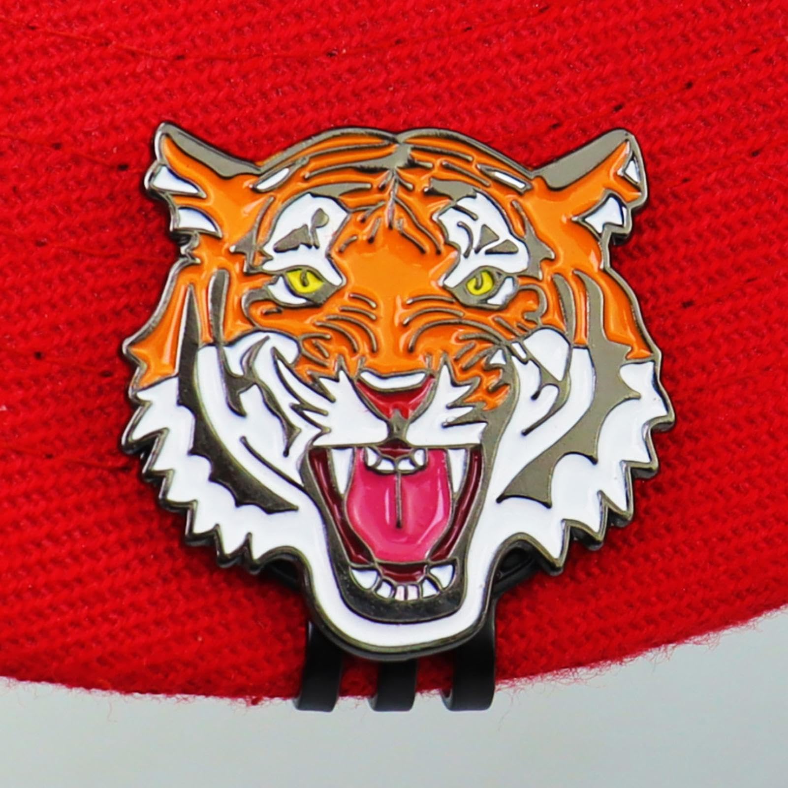 Genérico Clip per cappello marcatore da golf, clip per cappello marcatore palla - magnetica con motivo tigre - supporto magnetico per palla da golf, clip per supporto