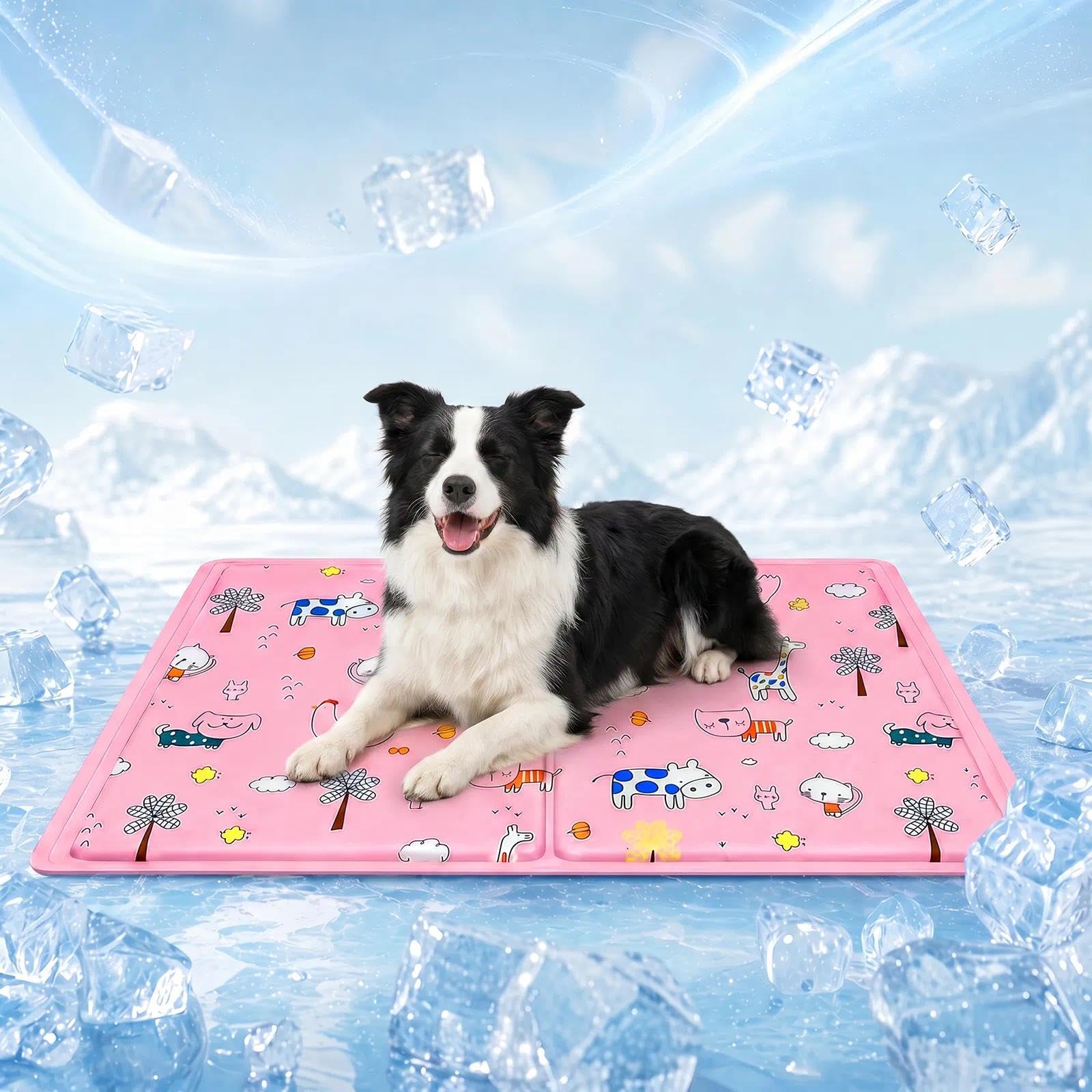 Alfombrilla Refrescante para Mascotas,Manta Refrigerante Perro,Cama Frio Animales Colchon Mascotas para Verano,Alfombrilla Refrescante Cojín de Gel Auto Refrigerante Impermeable-50x60cm/Rosa