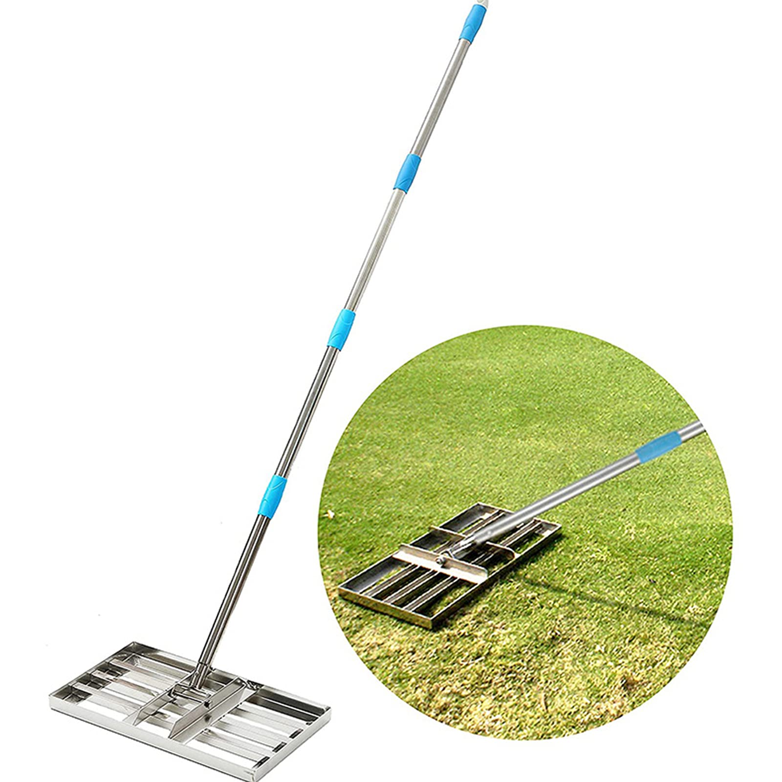 Narzędzie, grabie do wyrównywania trawnika, grabie ze stali nierdzewnej do wyrównywania trawnika, narzędzie do wyrównywania trawnika, trawa, pole golfowe, ogród, trawnik, gospodarstwo rolne, ziemia,