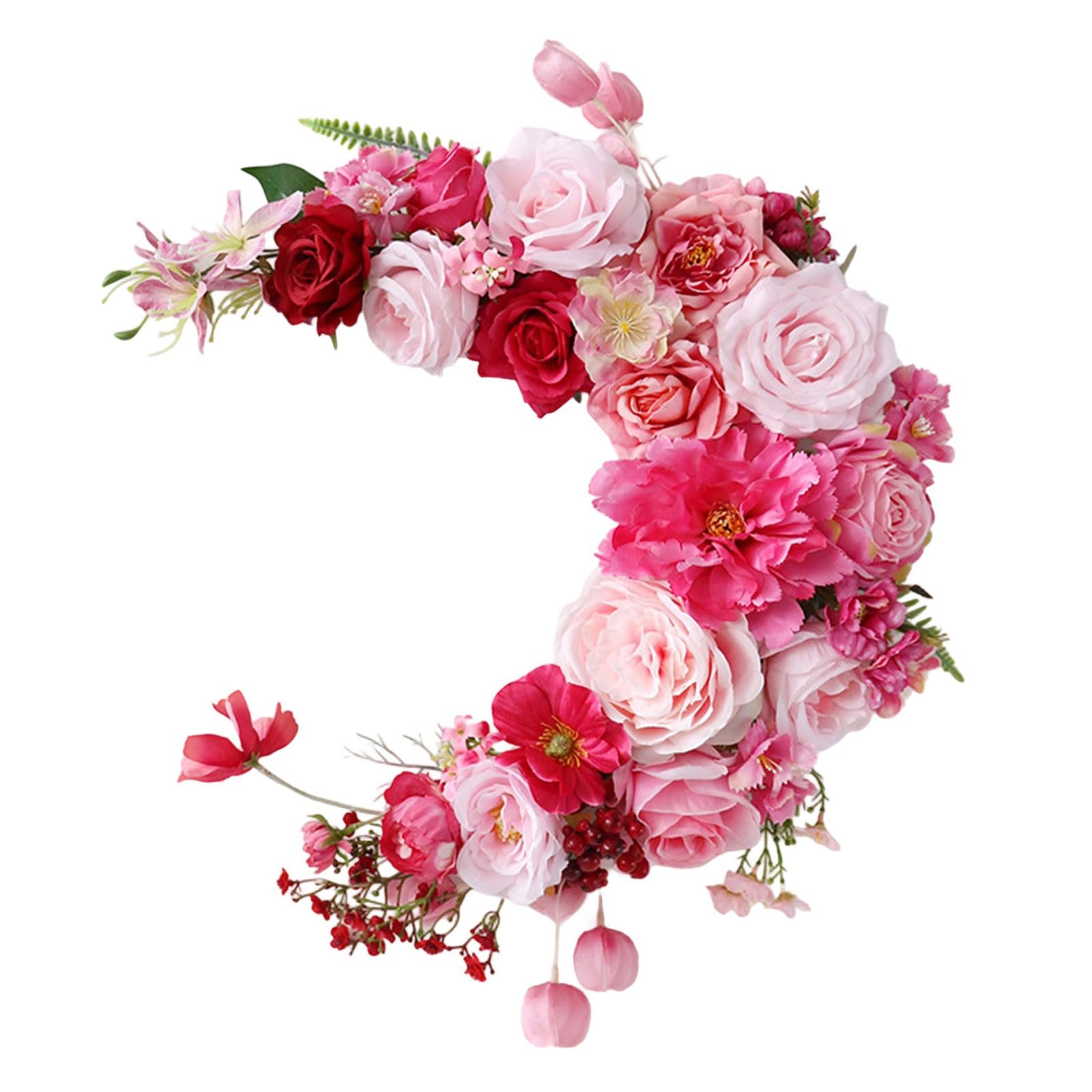 Msioytog Rose Powder Shape Wreath Artificial Flower Wall Art For Seasonal Celebration Indoor Beautifying Home Decoration Floral Garland