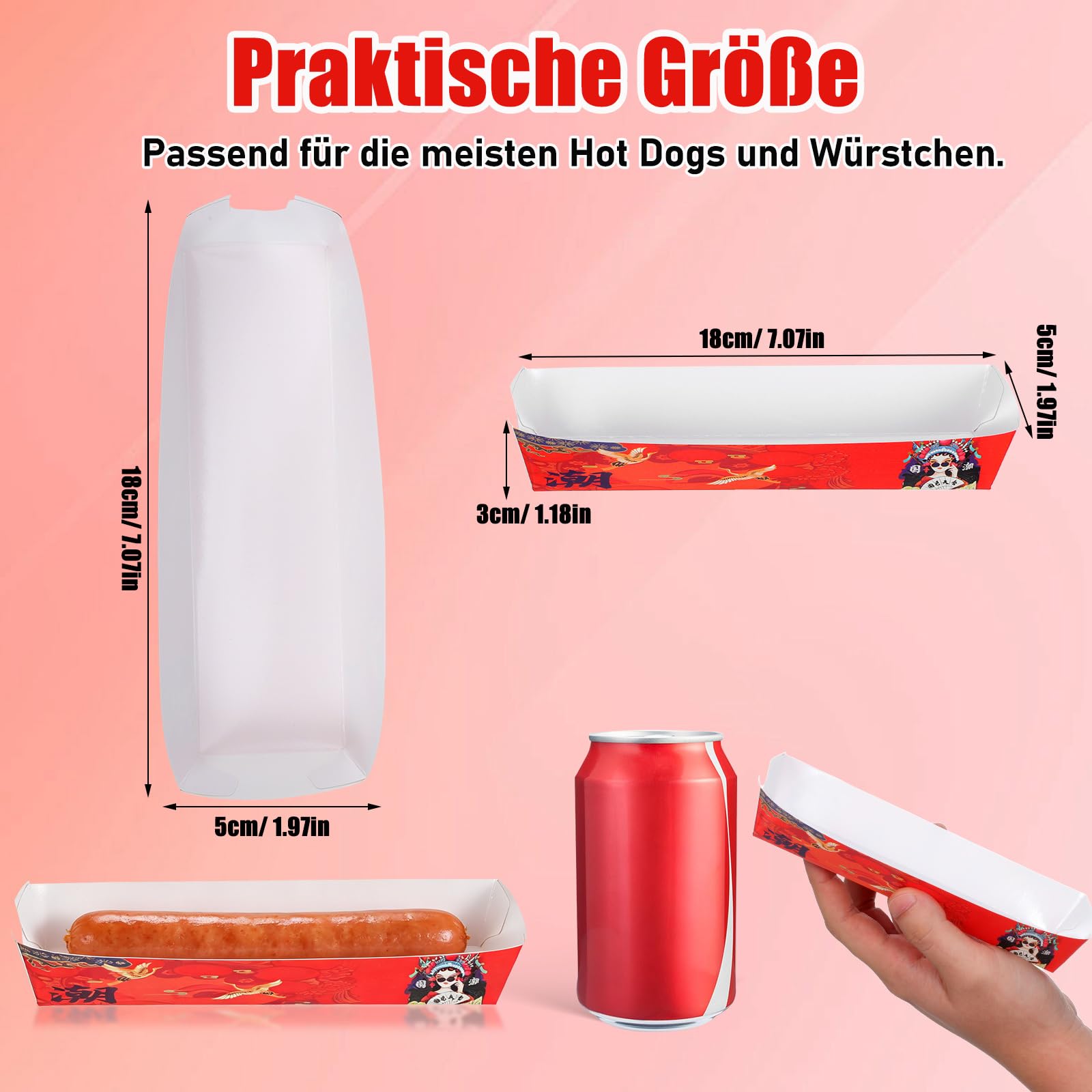iplusmile Hot Dog Lot de 100 boîtes en papier pour hot dog