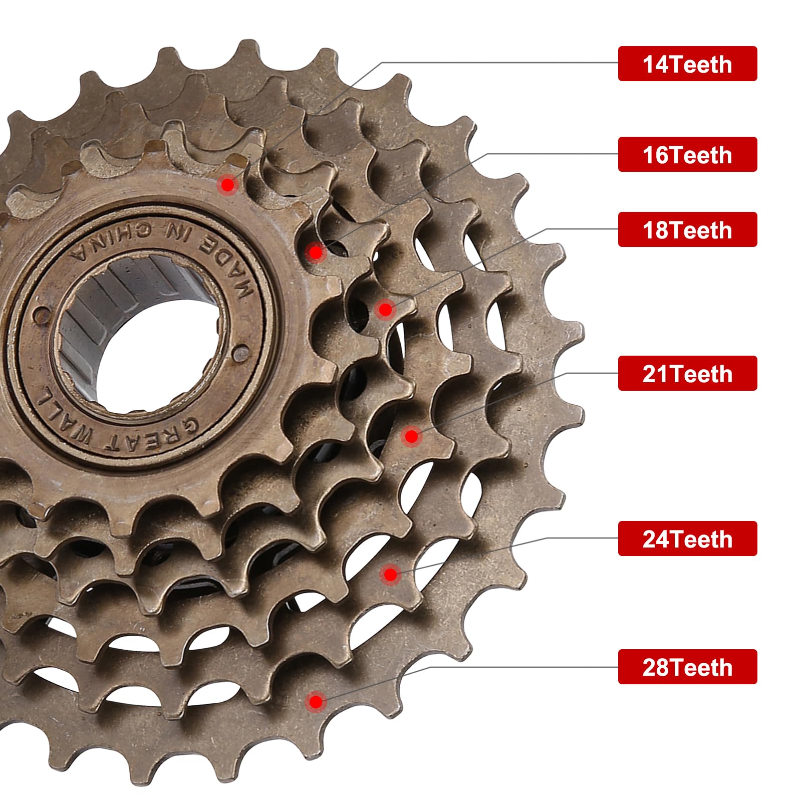 Accessorio di Ricambio per Mountain Bike a 6 velocità con pignone a Ruota Libera per Bicicletta