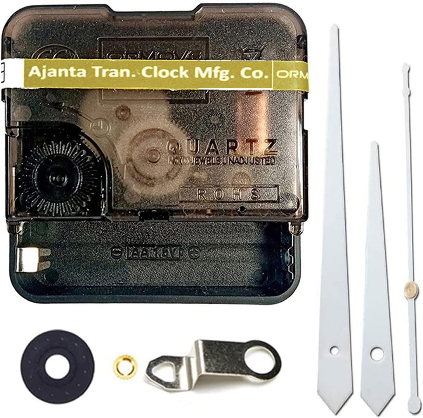 QEWINOX® Combo of Ajanta Mfg. Battery Operated Plastic Ticking Wall Clock Movement Machine with Hands (Made in India 100%) (Silver 1)