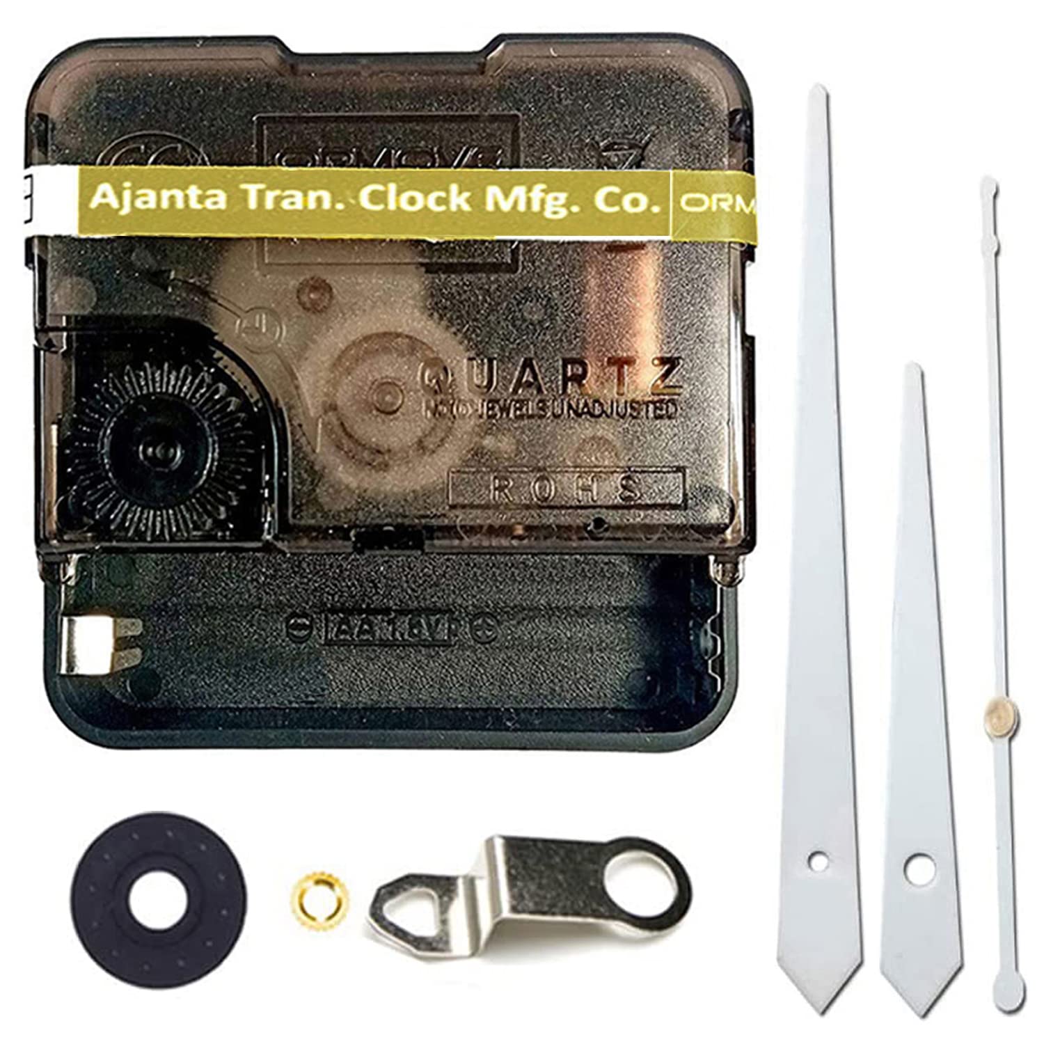 QEWINOX® Combo of Ajanta Mfg. Battery Operated Plastic Ticking Wall Clock Movement Machine with Hands (Made in India 100%) (Silver 1)