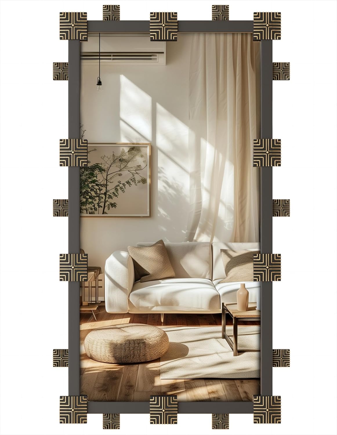 Rectangle Wall Mirror Decorative: 40x20 inch Large Silver Mirror Frameless with Antique Metal Edge Frame, Modern Home Art Deco Chic Vanity for Livingroom Dining Room Bedroom Rectangular - 40"x20" Brass
