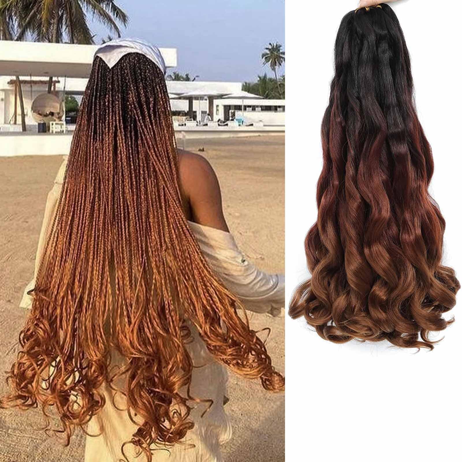 French Curly Braiding Hair 8 Packs Loose Wavy Braiding Hair Pre Stretched Bouncy Synthetic French Curl Braiding Hair Extensions for Women (1B/33/30#,