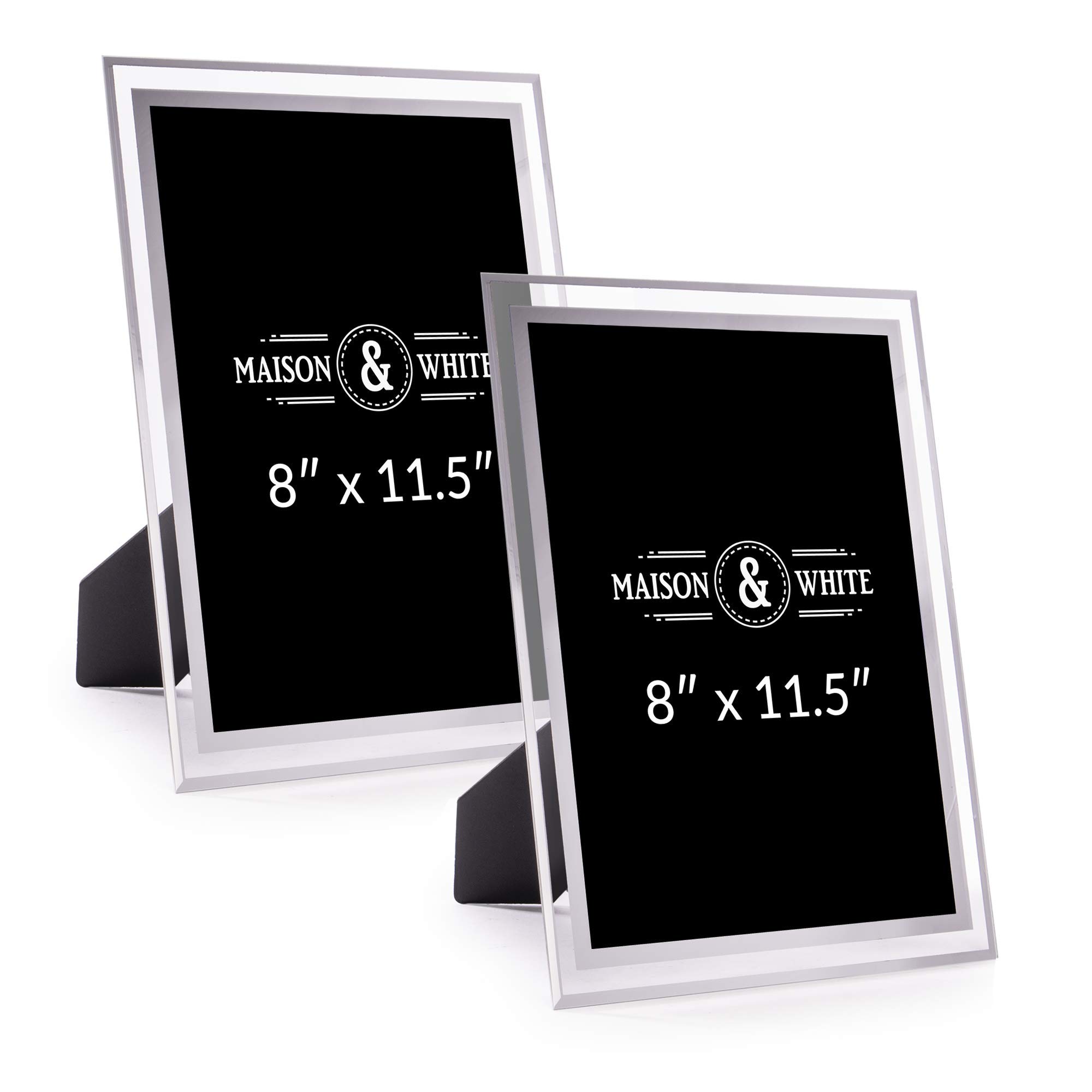 Glass Photo Frames 8” x 11.5” - Set of 2 | Home & Office Picture Frame | Freestanding | Frames for Multiple Pictures | M&W