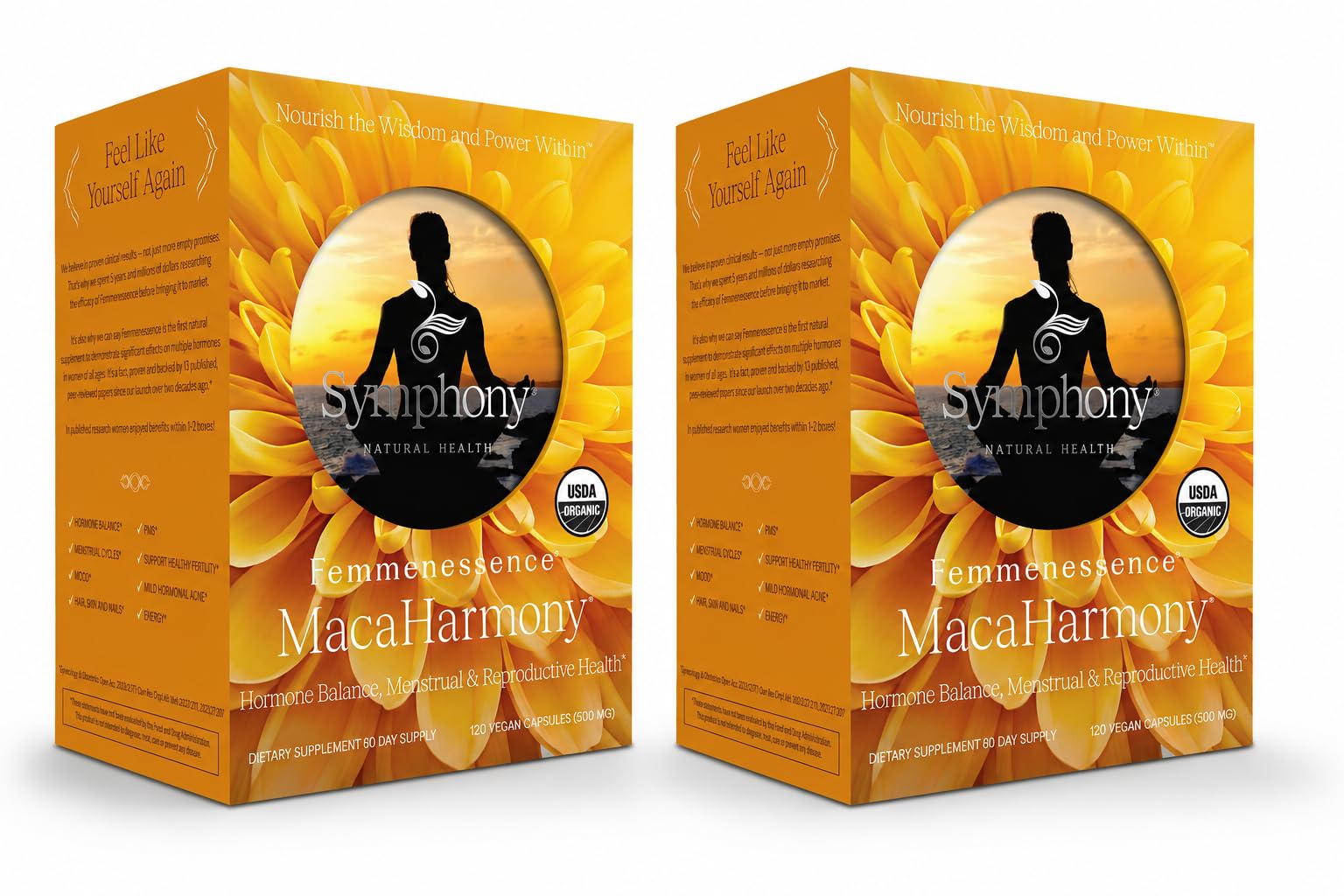 Femmenessence® MacaHarmony® – Klinisch untersuchte Hormonausgleichsunterstützung für Menstruationsgesundheit, PMS-Relief, Stimmung, Haut und Fruchtbarkeit (240 Kapseln, 120 Tage Versorgung)